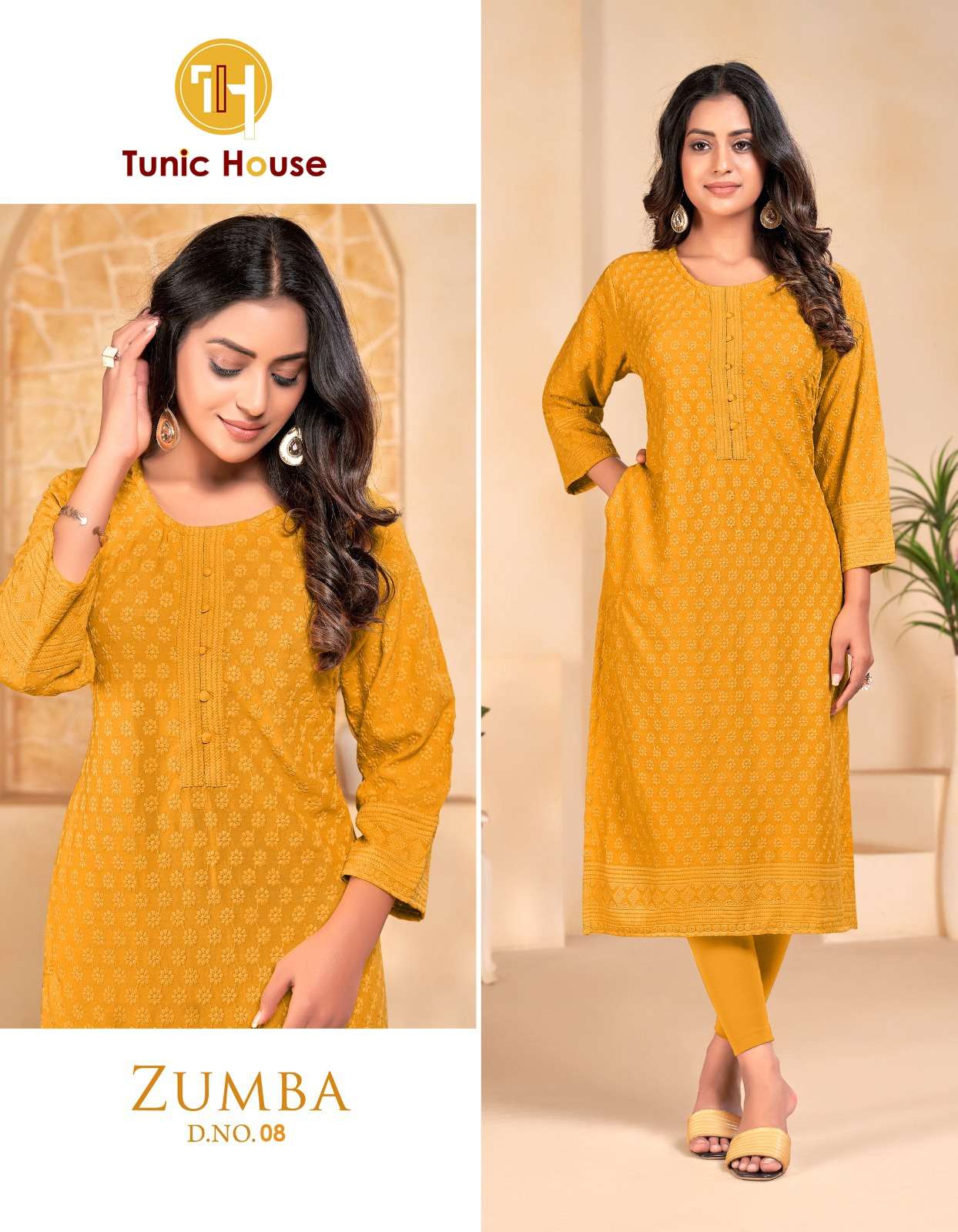 TUNIC HOUSE ZUMBA CHIKANKARI LADIES KURTI