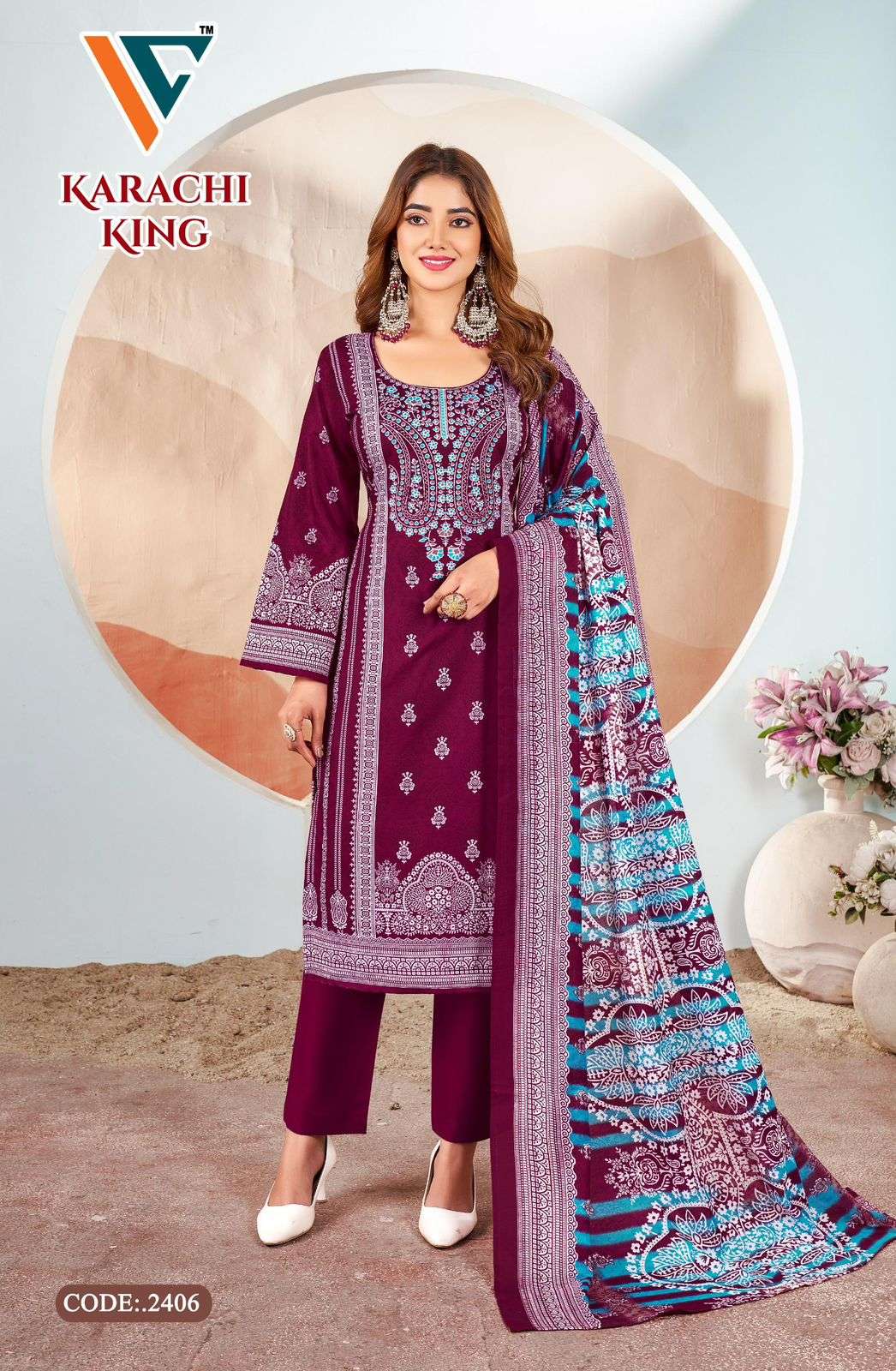 VANDANA‎‎‎‎ CREATION KARACHI KING VOL 24 COTTON DIGITAL PRINT SALWAR SUIT