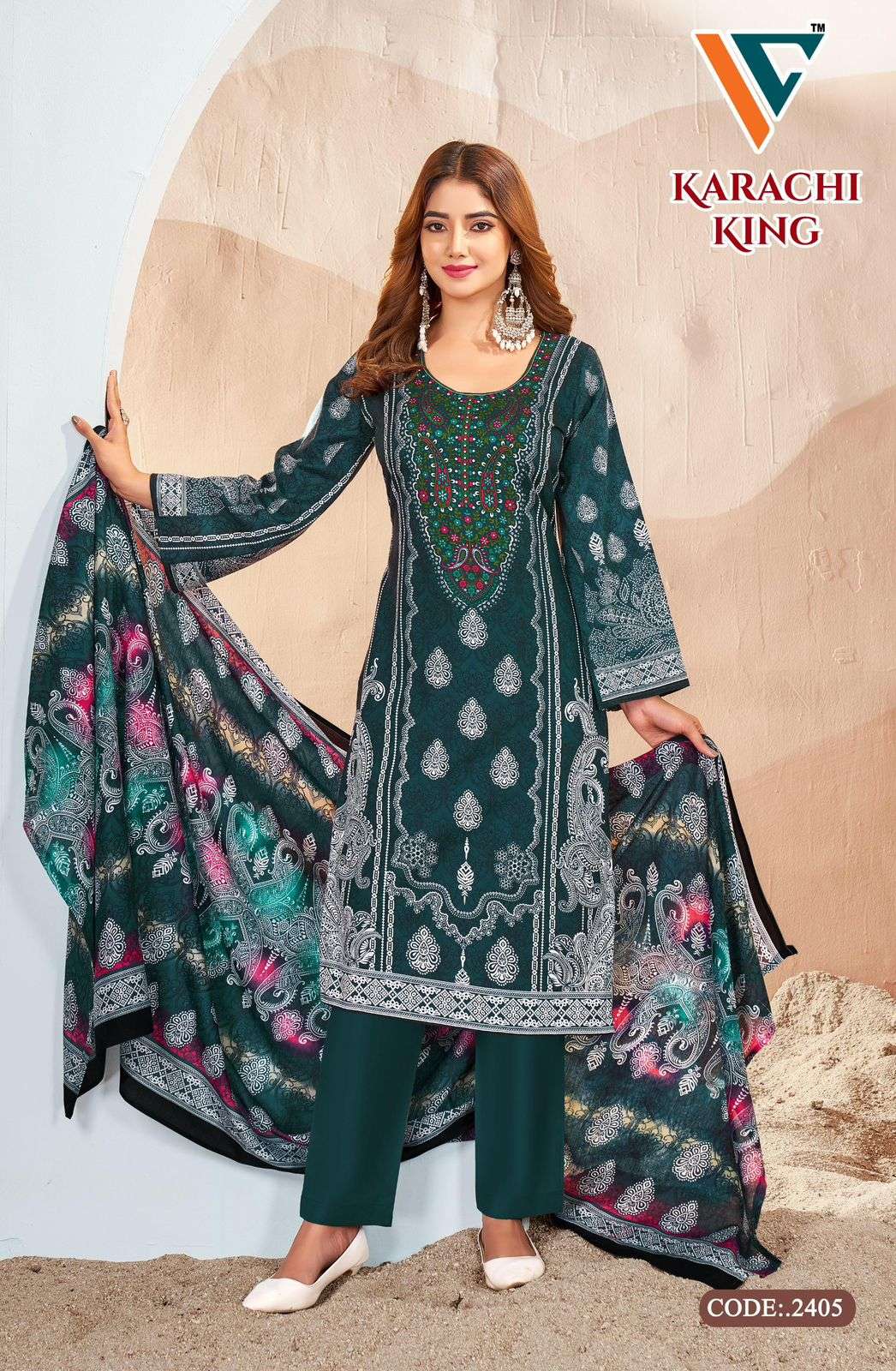 VANDANA‎‎‎‎ CREATION KARACHI KING VOL 24 COTTON DIGITAL PRINT SALWAR SUIT