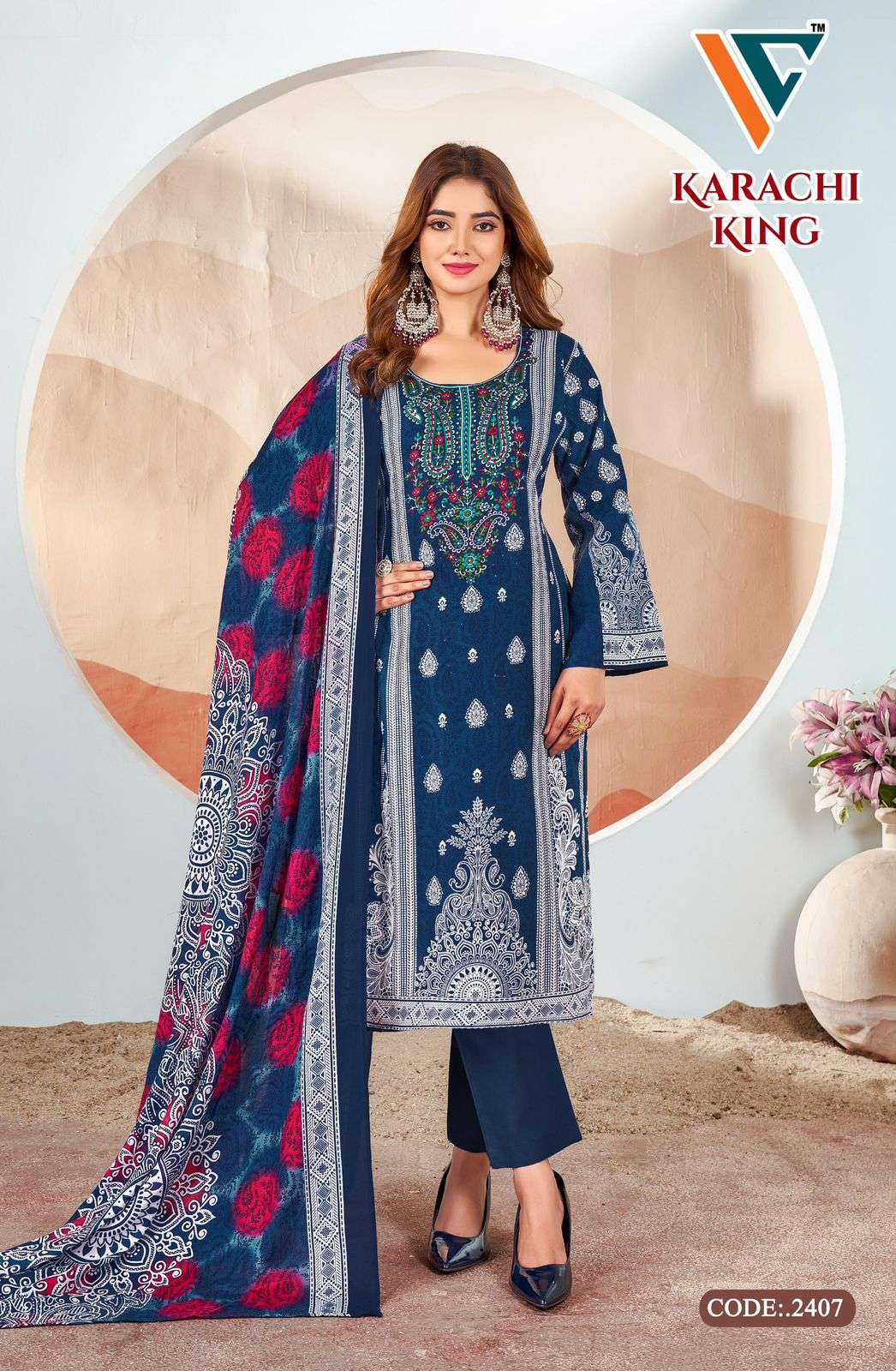 VANDANA‎‎‎‎ CREATION KARACHI KING VOL 24 COTTON DIGITAL PRINT SALWAR SUIT