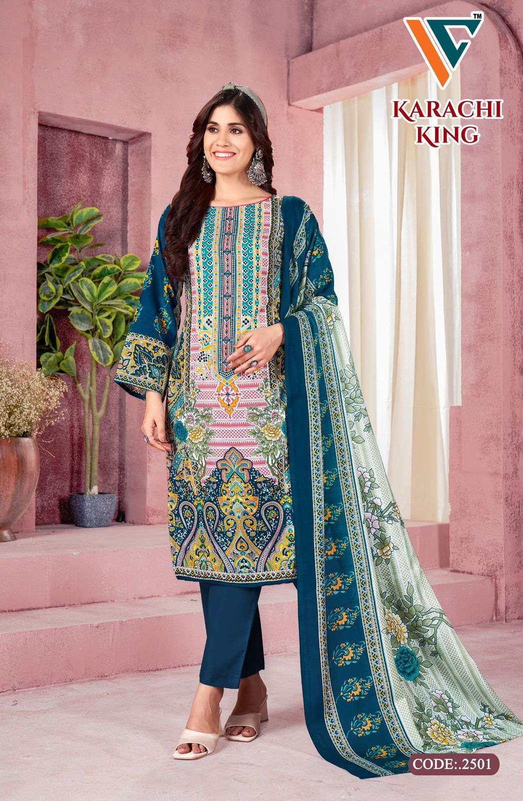 VANDANA‎‎‎‎ CREATION KARACHI‎ KING‎‎‎ VOL 25 COTTON DIGITAL PRINTS SALWAR SUIT