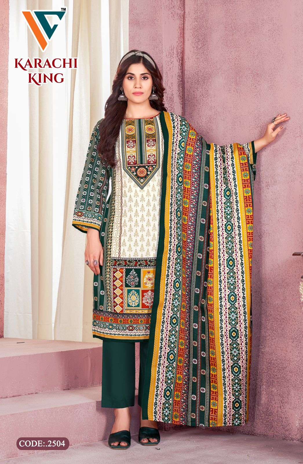 VANDANA‎‎‎‎ CREATION KARACHI‎ KING‎‎‎ VOL 25 COTTON DIGITAL PRINTS SALWAR SUIT