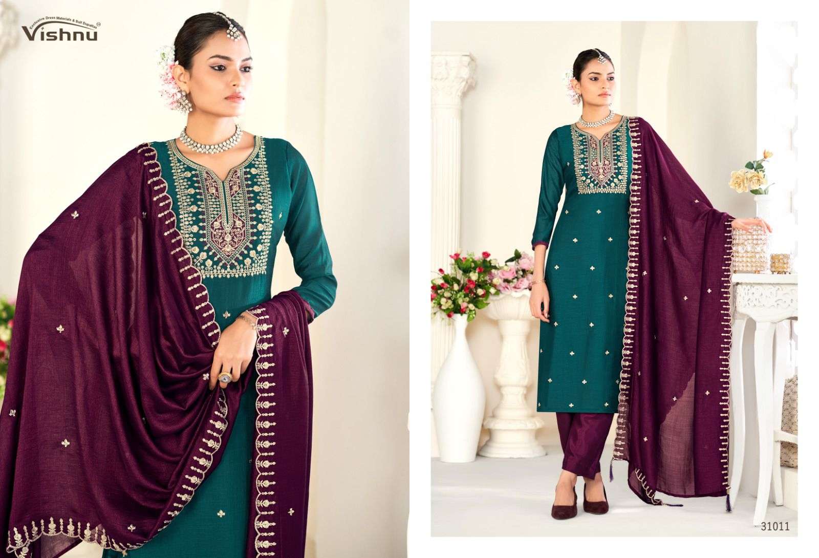 VISHNU IMPEX SANWALI VOL 2 SILK FANCY SWAROVSKI WORKS LADIES SUIT