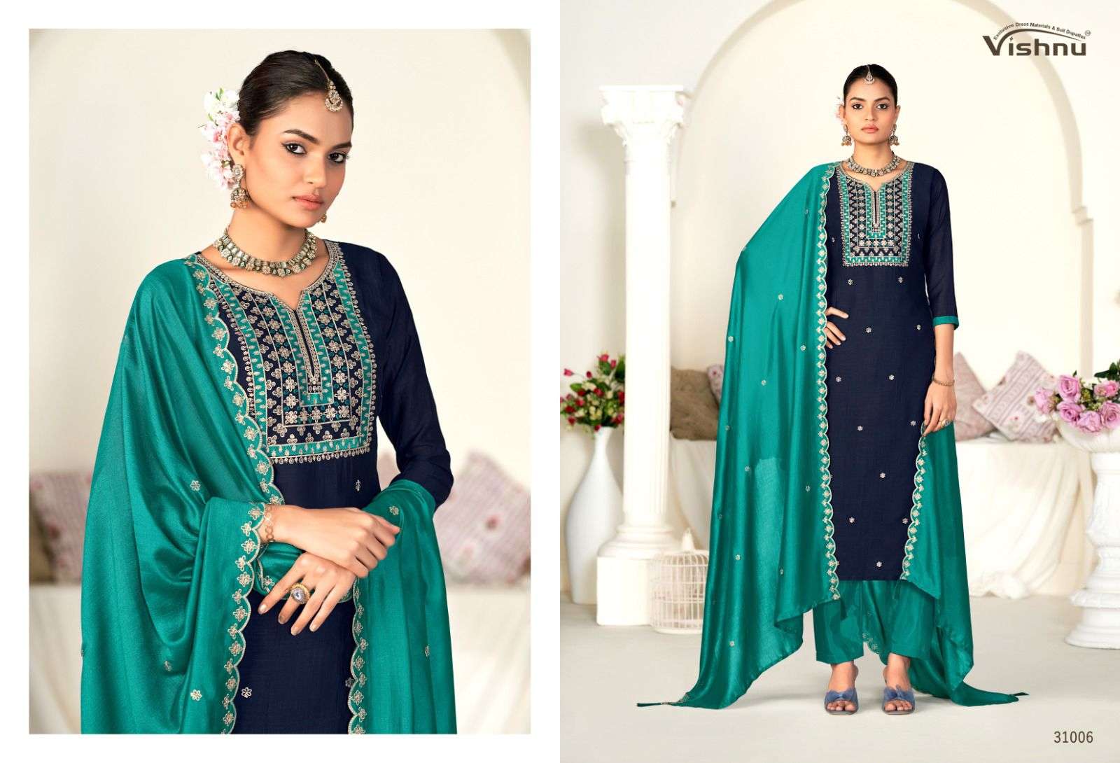VISHNU IMPEX SANWALI VOL 2 SILK FANCY SWAROVSKI WORKS LADIES SUIT