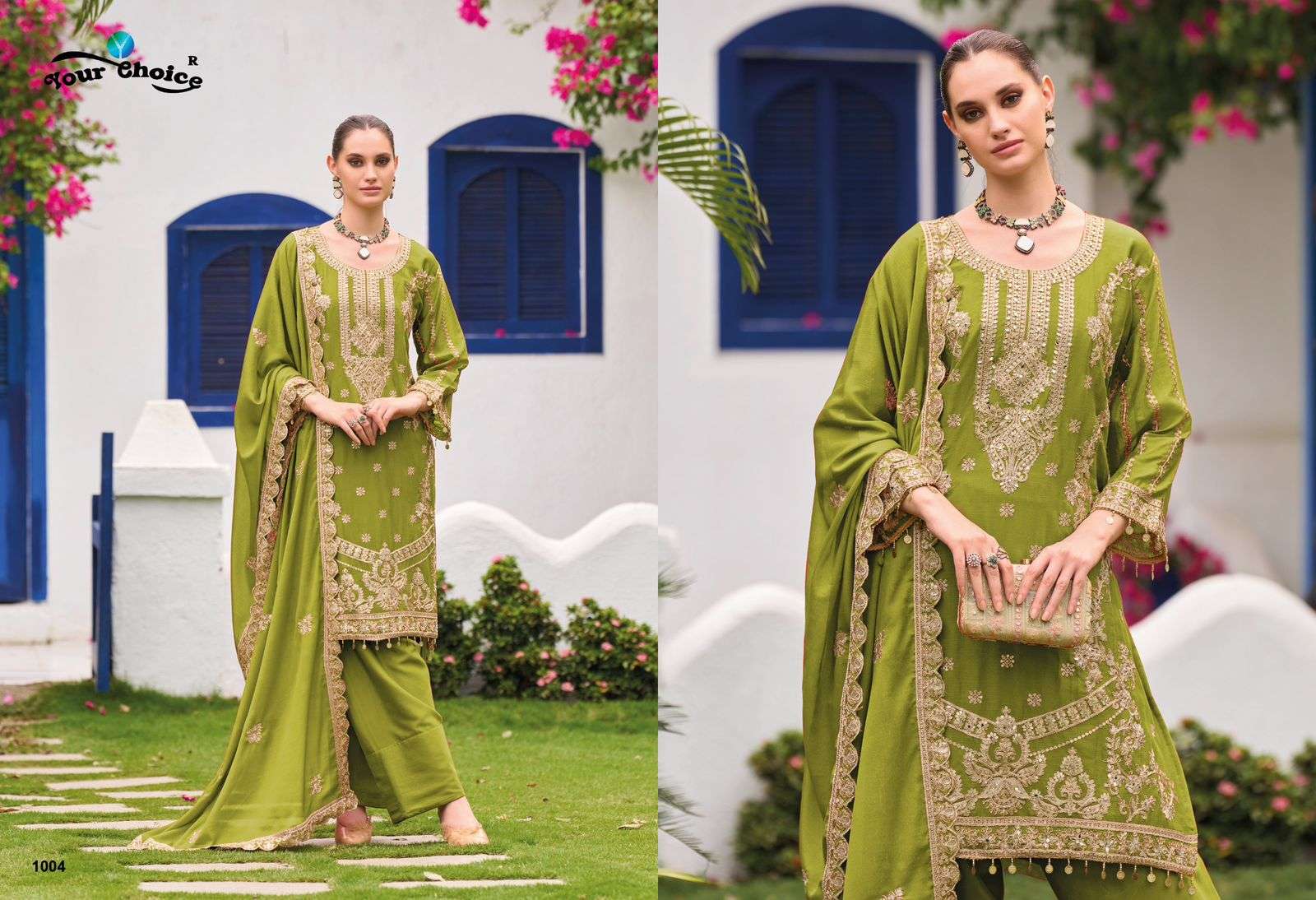 YOUR CHOICE FARASI VOL 1 HEAVY EMBROIDERED DESIGNER READY MADE PARTY WEAR LADIES SUIT