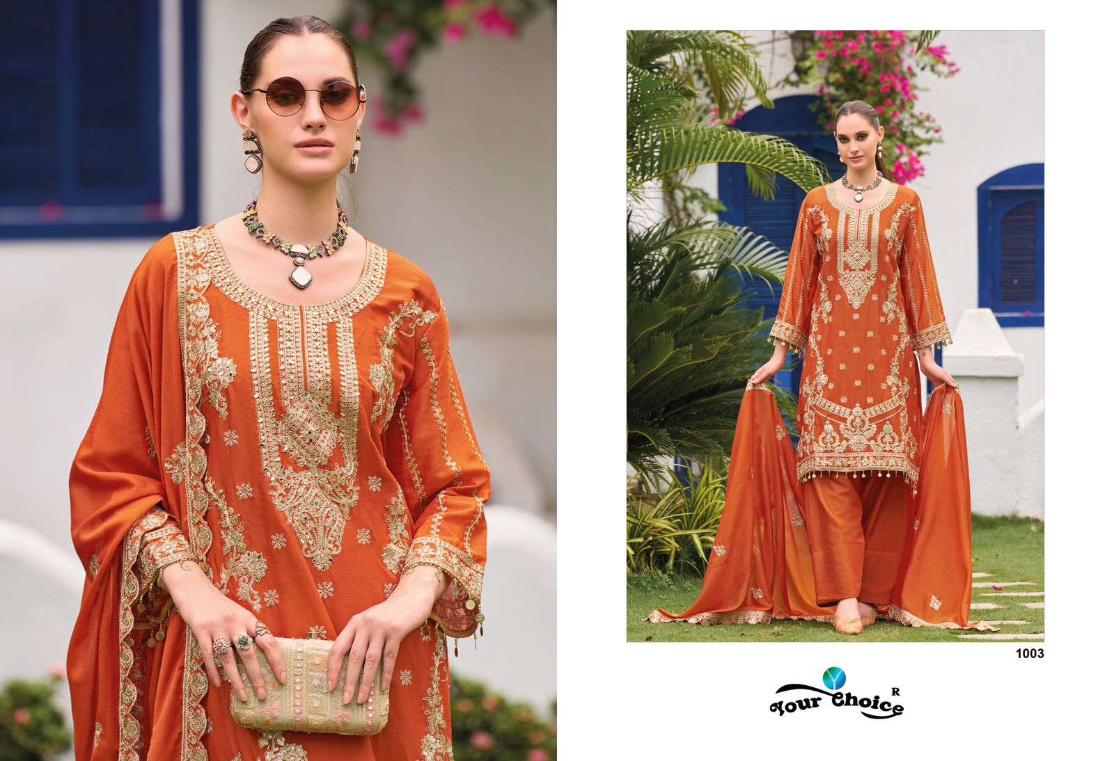 YOUR CHOICE FARASI VOL 1 HEAVY EMBROIDERED DESIGNER READY MADE PARTY WEAR LADIES SUIT