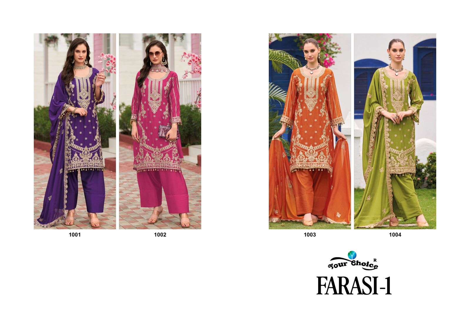 YOUR CHOICE FARASI VOL 1 HEAVY EMBROIDERED DESIGNER READY MADE PARTY WEAR LADIES SUIT