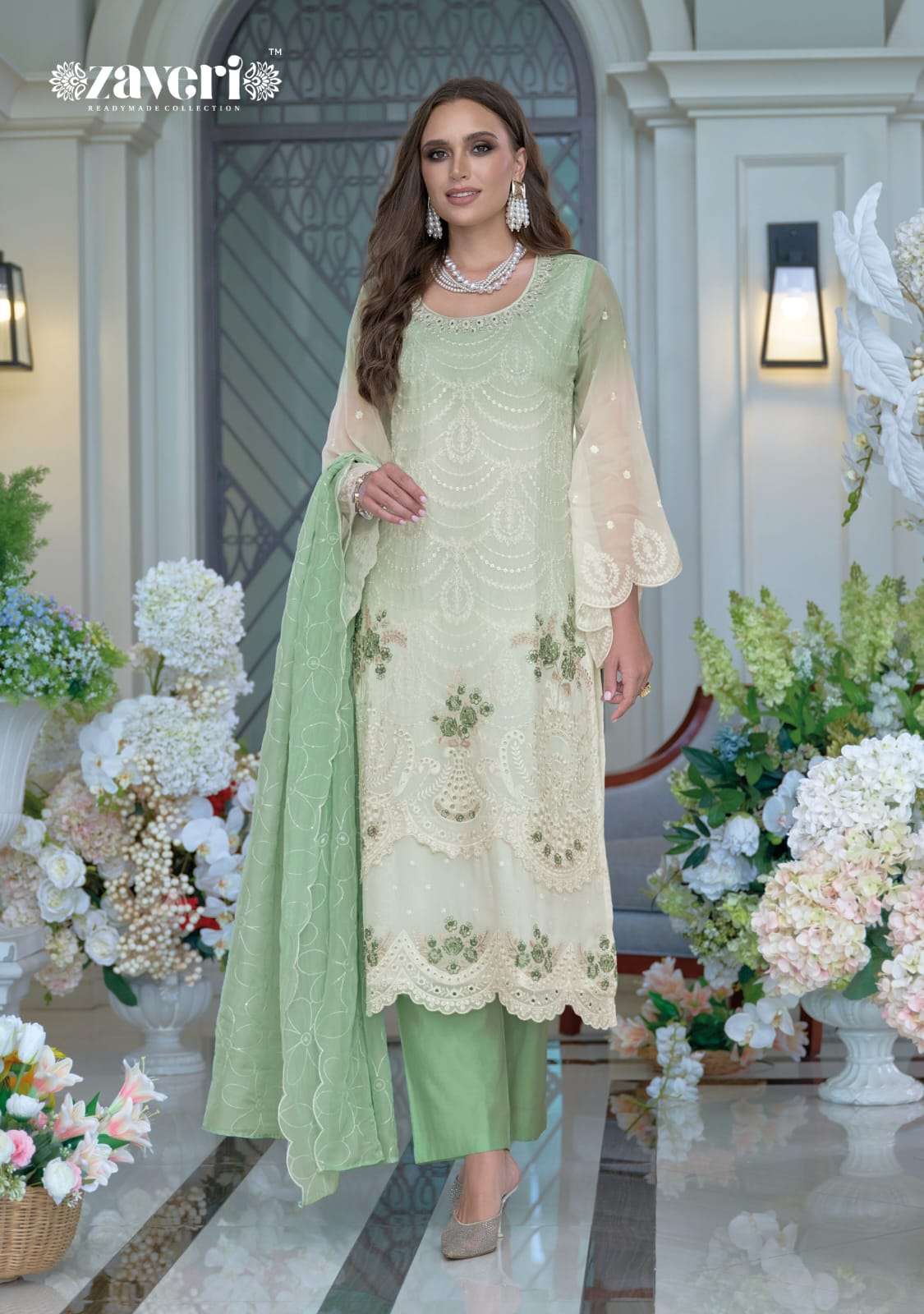 ZAVERI WOMAN BEAUTY FEMINA VOL 4 ORGANZA SILK FANCY DESIGNER LADIES READY MADE SUIT