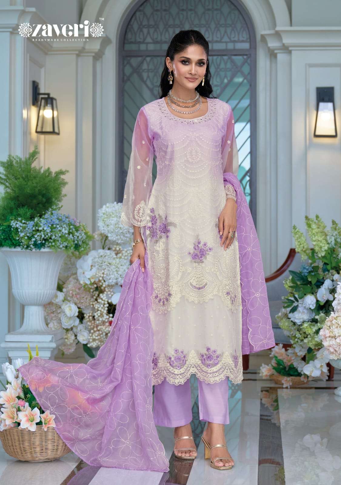 ZAVERI WOMAN BEAUTY FEMINA VOL 4 ORGANZA SILK FANCY DESIGNER LADIES READY MADE SUIT