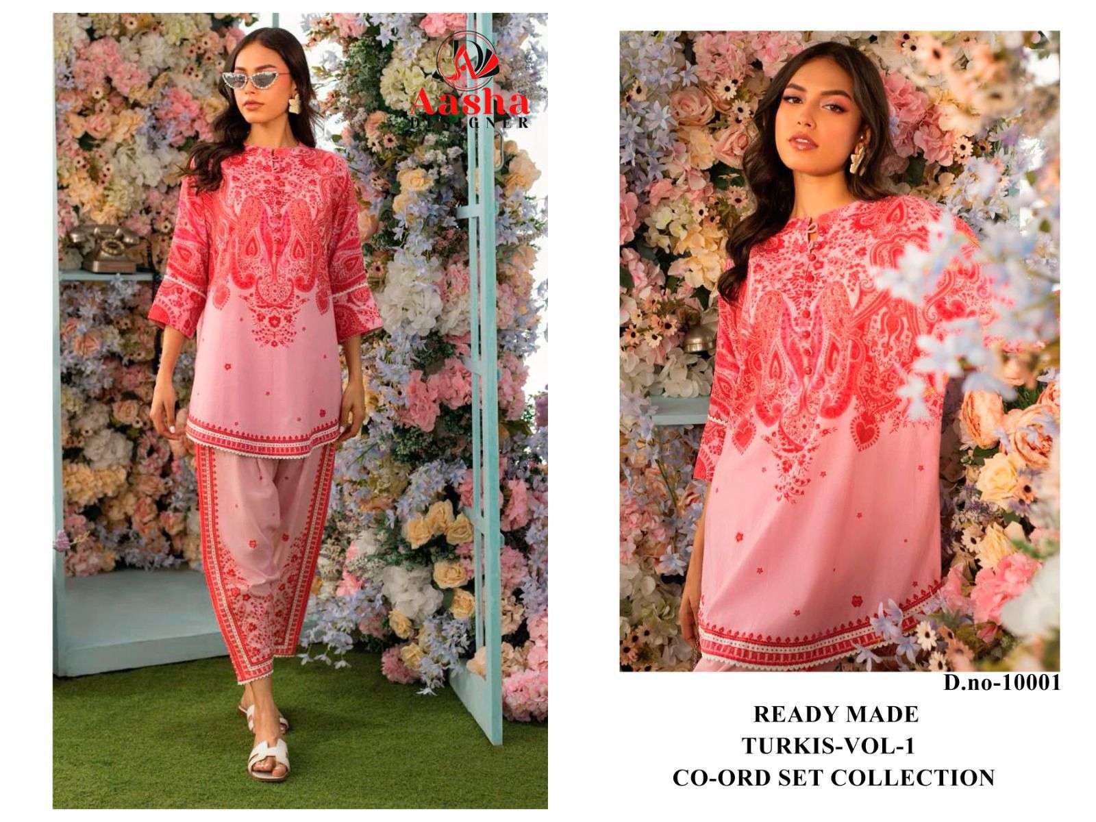 AASHA DESIGNER DESIGN NO - 10001-10002 MODAL SATIN PRINT READYMADE CO-ORD SET