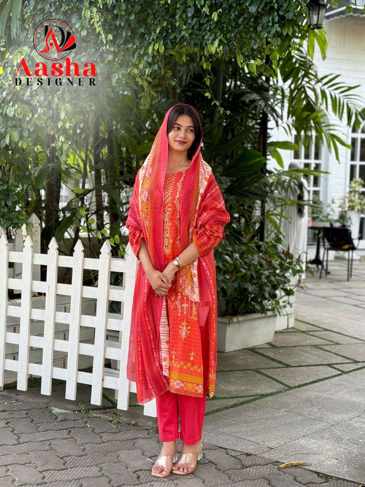 AASHA DESIGNER DESIGN NO - 1181 PURE LAWN PRINT EXCLUSIVE SELF EMBROIDERED PAKISTANI SUIT 