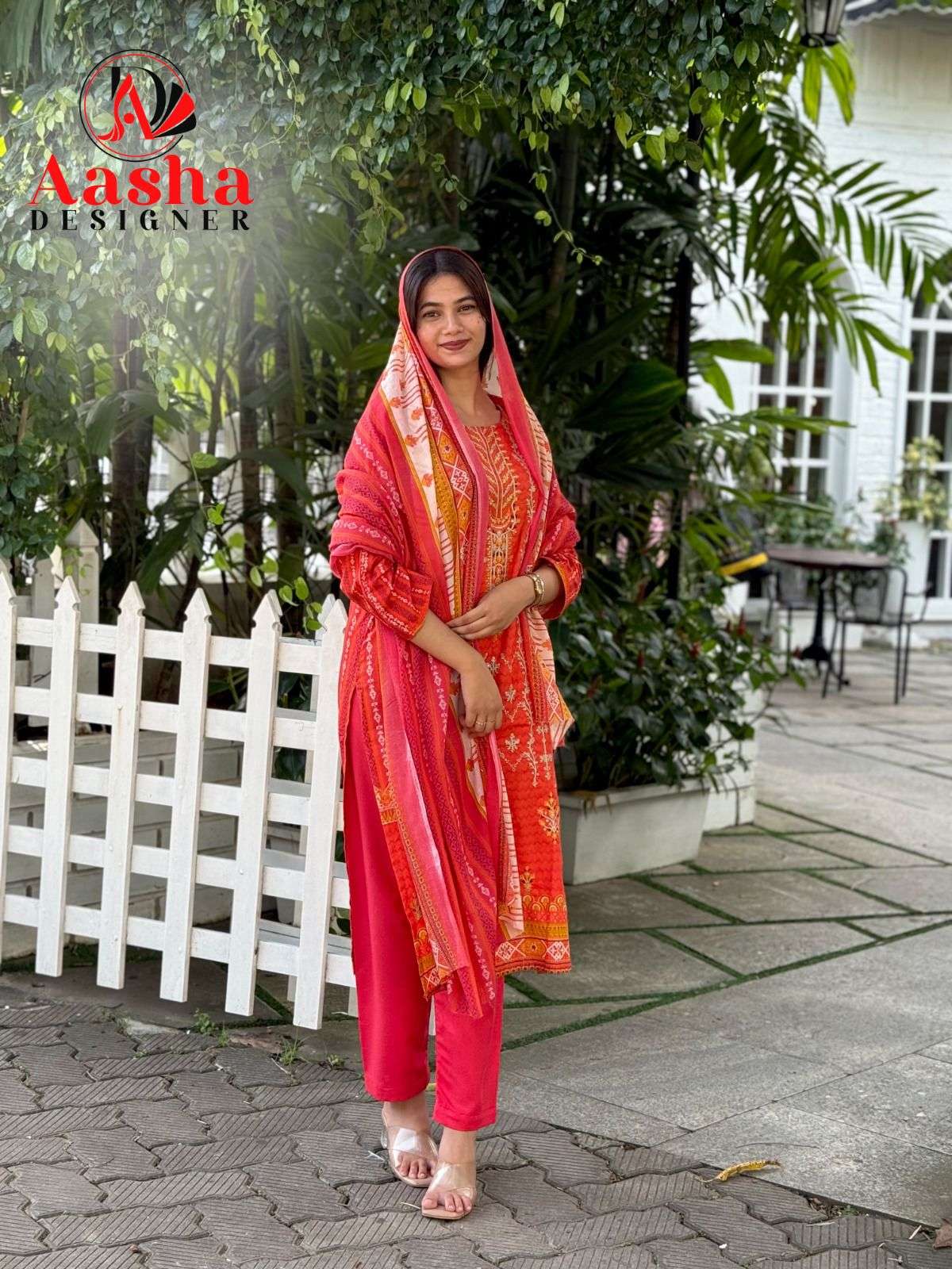 AASHA DESIGNER DESIGN NO - 1181 PURE LAWN PRINT EXCLUSIVE SELF EMBROIDERED PAKISTANI SUIT 