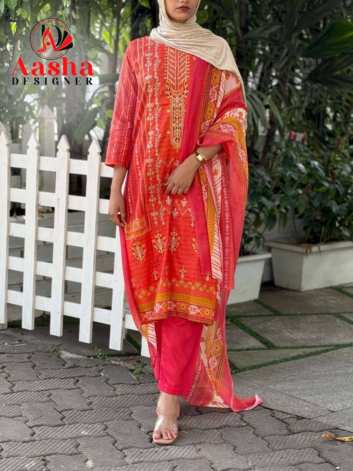 AASHA DESIGNER DESIGN NO - 1181 PURE LAWN PRINT EXCLUSIVE SELF EMBROIDERED PAKISTANI SUIT 