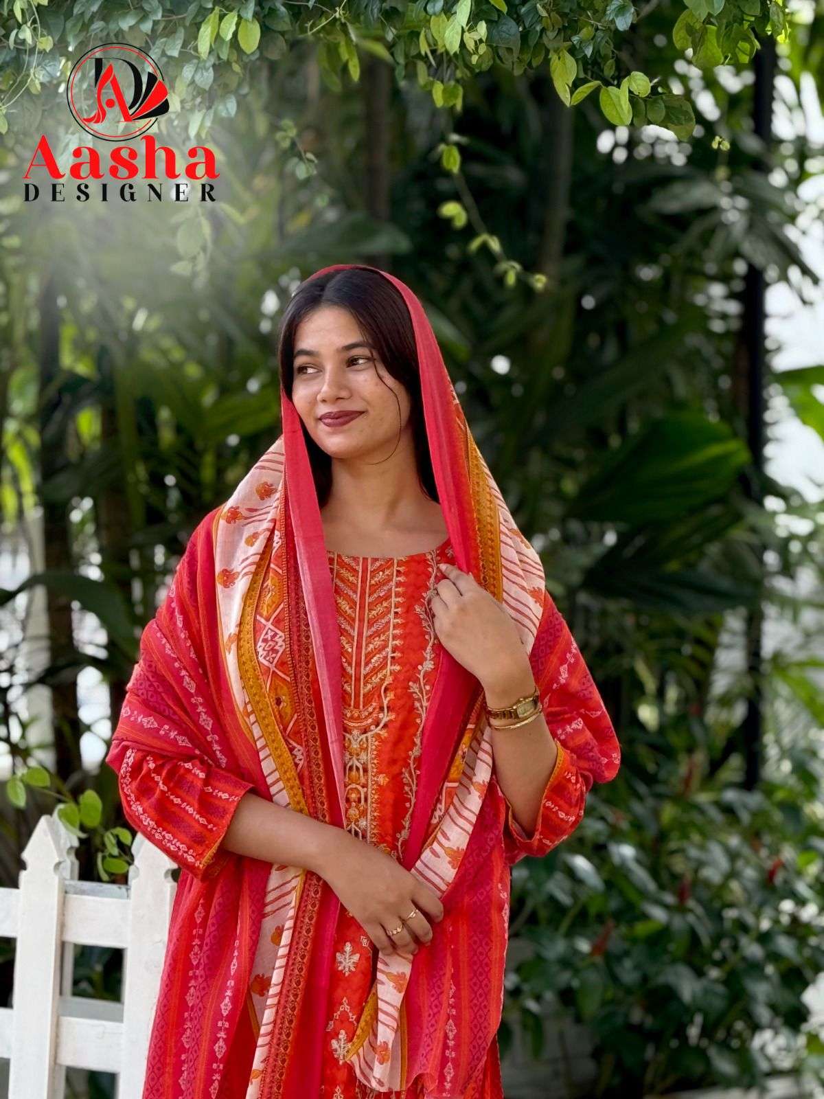 AASHA DESIGNER DESIGN NO - 1181 PURE LAWN PRINT EXCLUSIVE SELF EMBROIDERED PAKISTANI SUIT 