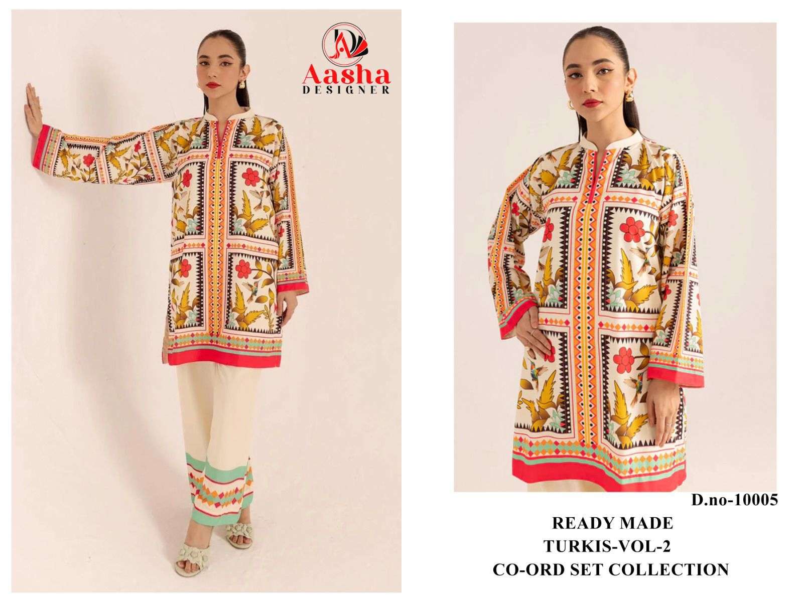 AASHA DESIGNER TURKIS VOL 2 SATIN DIGITAL PAKISTANI STYLE KURTI WITH PLAZZO PAIR 