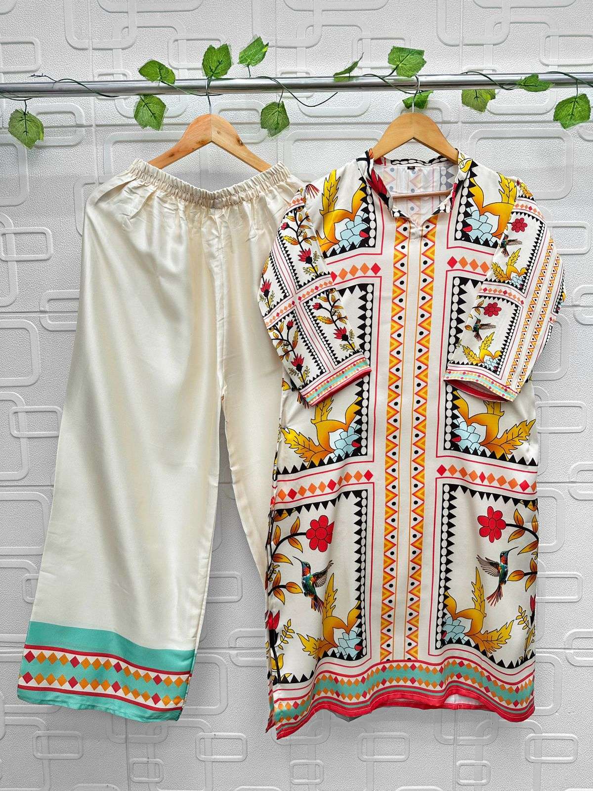 AASHA DESIGNER TURKIS VOL 2 SATIN DIGITAL PAKISTANI STYLE KURTI WITH PLAZZO PAIR 