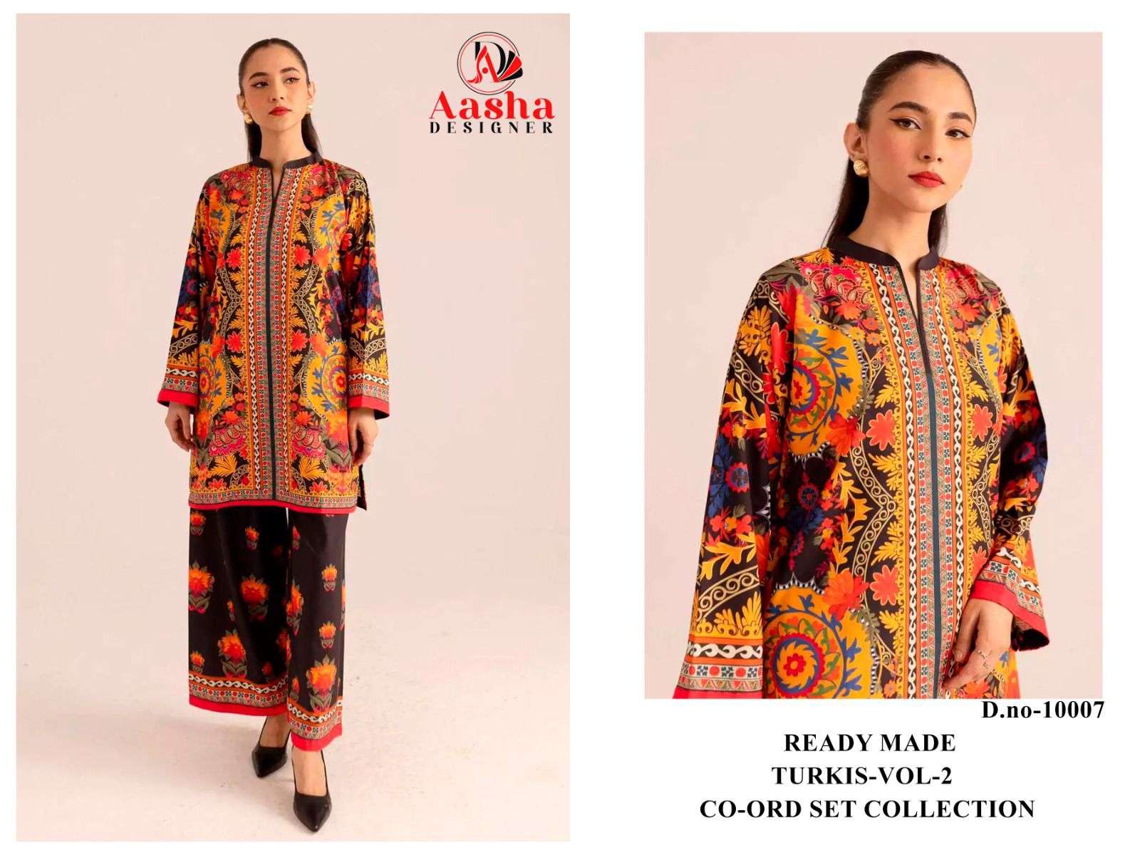 AASHA DESIGNER TURKIS VOL 2 SATIN DIGITAL PAKISTANI STYLE KURTI WITH PLAZZO PAIR 
