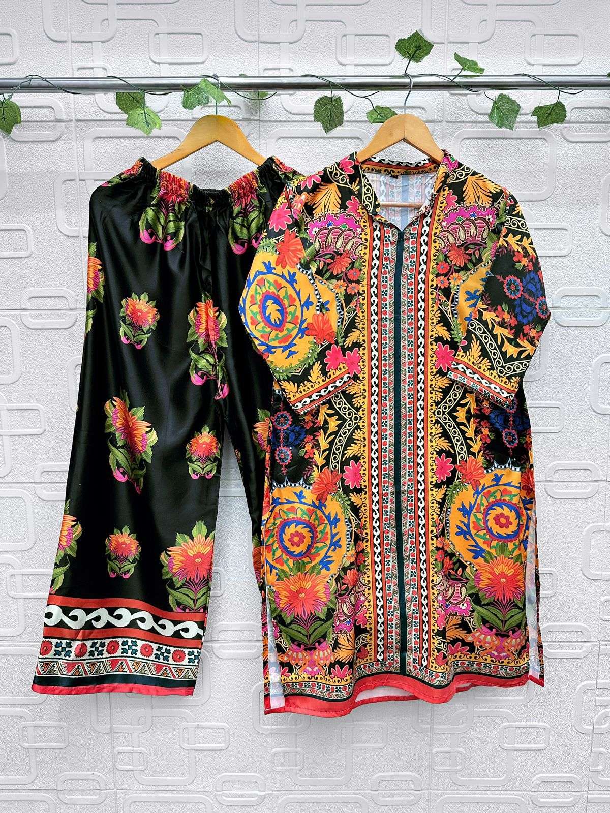 AASHA DESIGNER TURKIS VOL 2 SATIN DIGITAL PAKISTANI STYLE KURTI WITH PLAZZO PAIR 