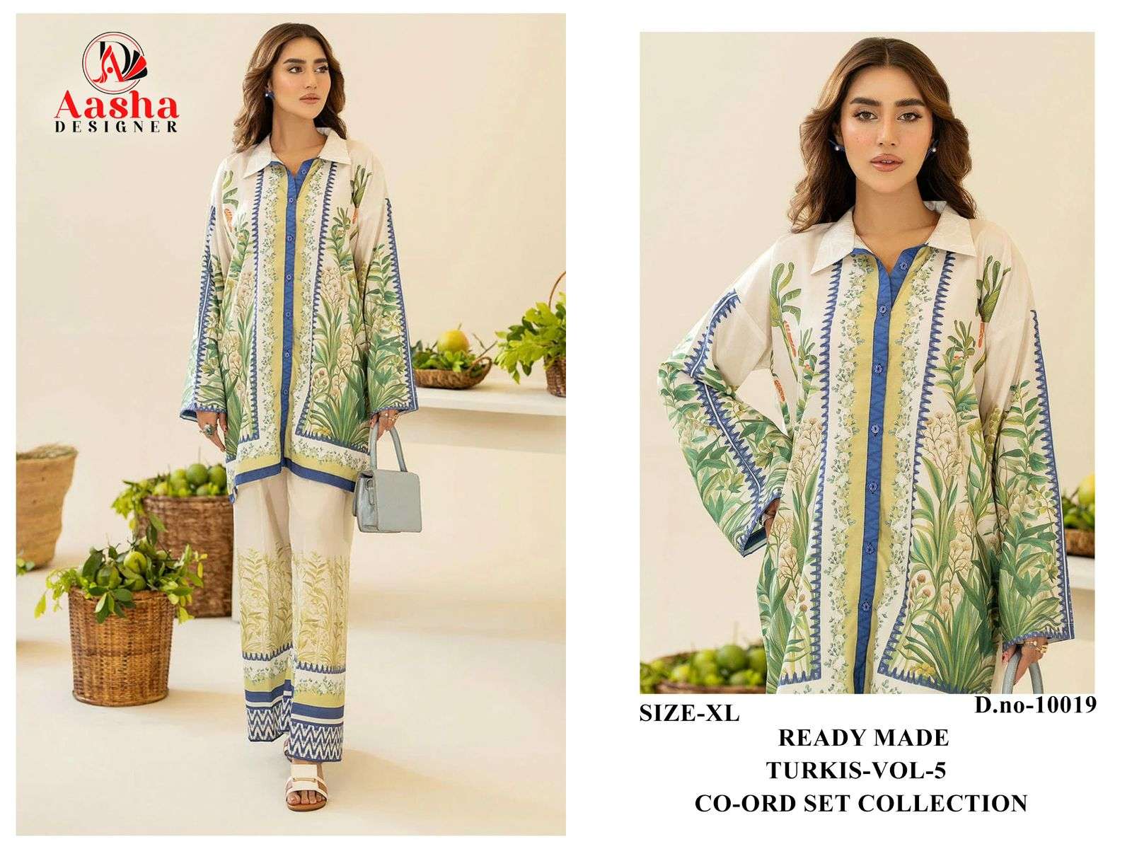 AASHA DESIGNER TURKIS VOL 5 SATIN DIGITAL PAKISTANI STYLE KURTI WITH PLAZZO PAIR 