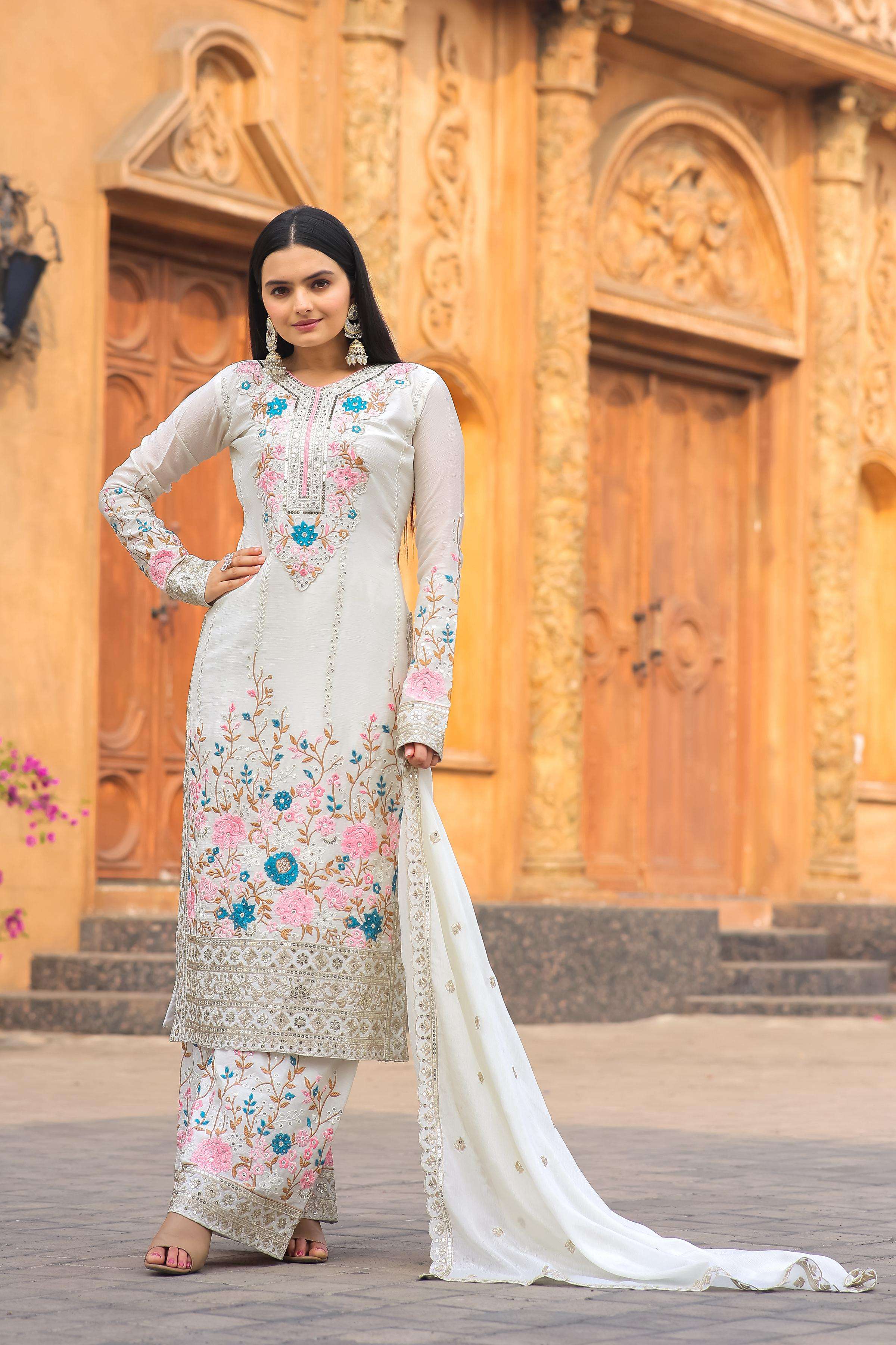 AD 140 SILK BEAUTIFUL DESIGNER READY MADE FESTIVE WEAR SUIT 