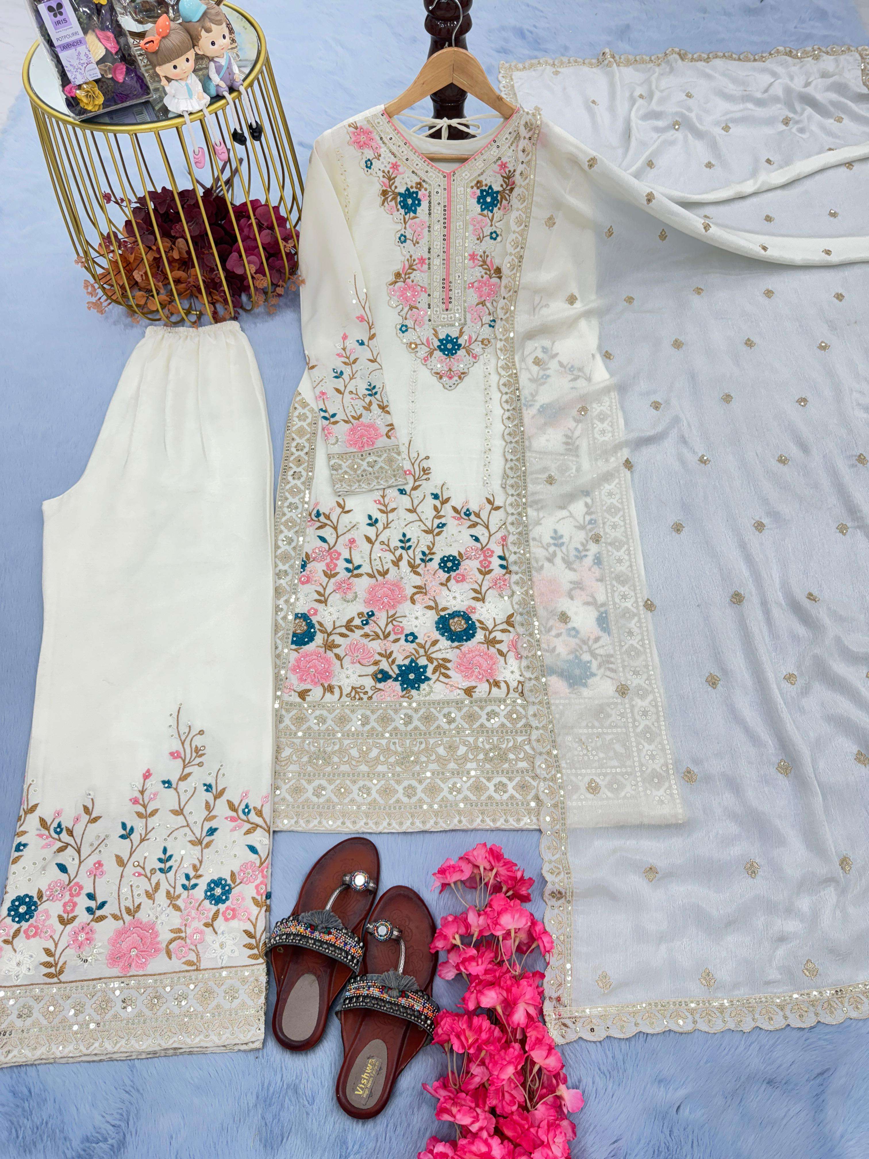 AD 140 SILK BEAUTIFUL DESIGNER READY MADE FESTIVE WEAR SUIT 