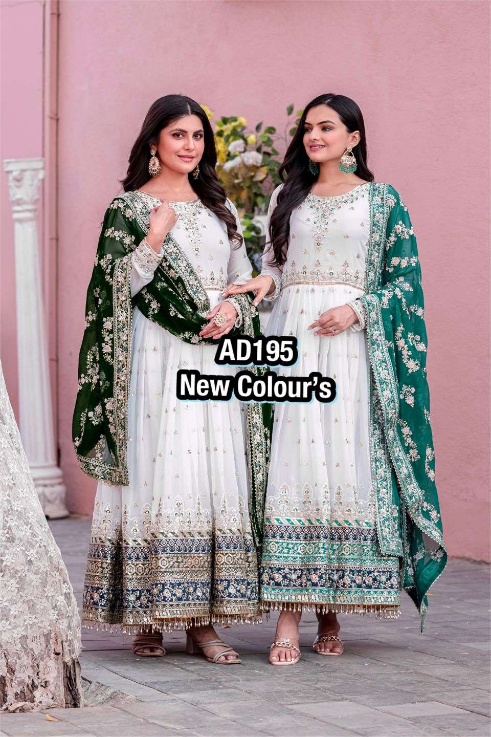AD 195 GEORGETTE FANCY DESIGNER GOWN WITH BOTTOM AND DUPATTA SET