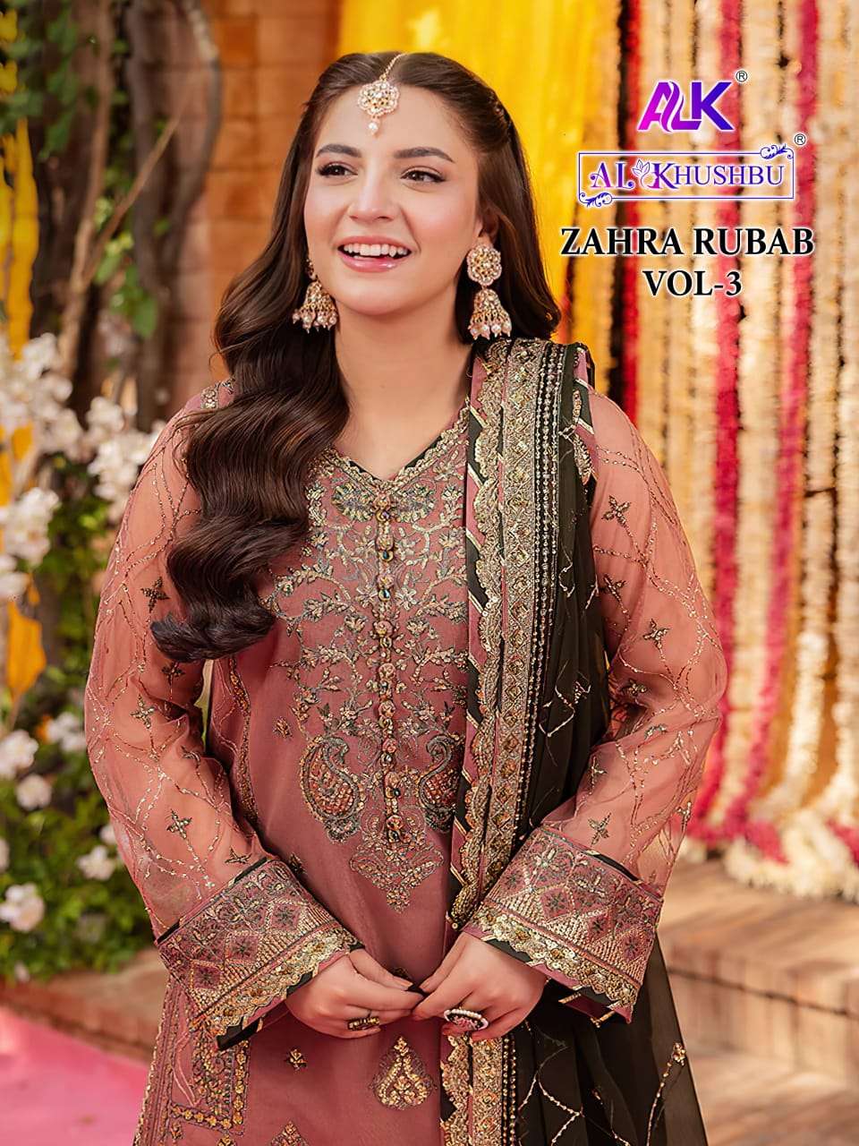 AL KHUSHBU DESIGN NO - 6009-6010-6011 GEORGETTE HEAVY EMBROIDERED PAKISTANI SUIT 
