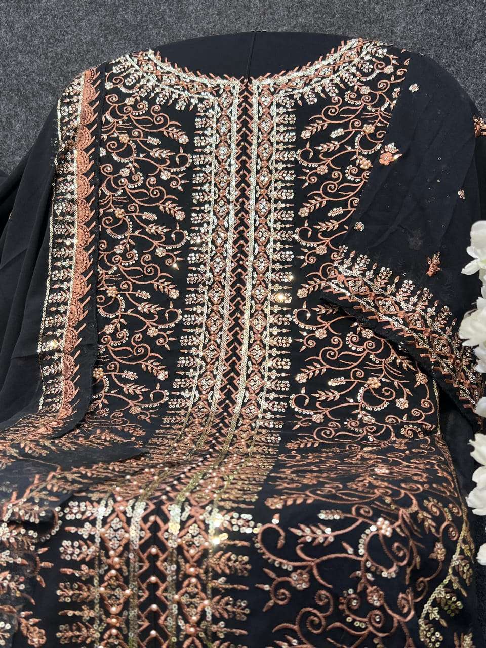 AL KHUSHBU DESIGN NO - 6009-6010-6011 GEORGETTE HEAVY EMBROIDERED PAKISTANI SUIT 