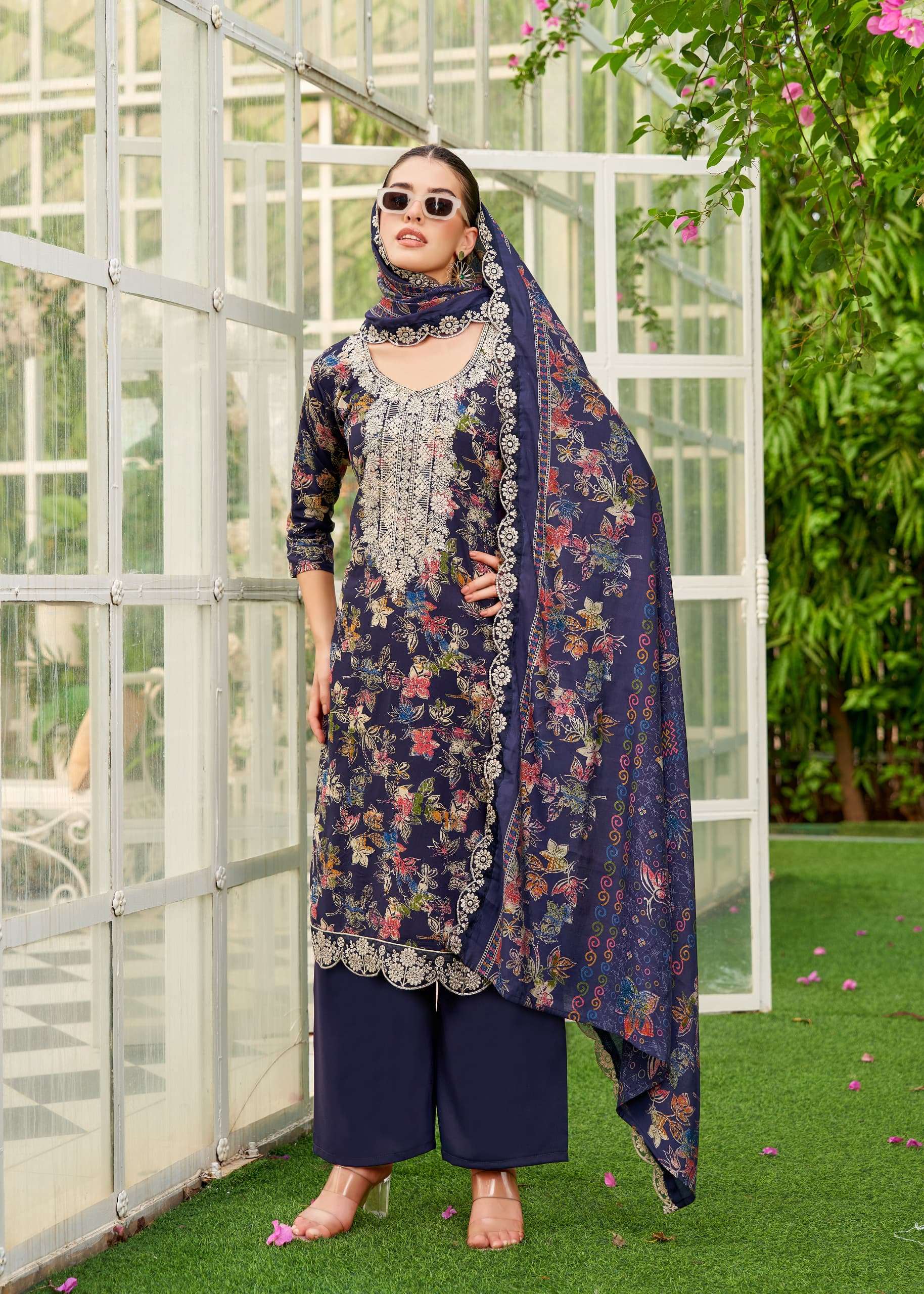 ALOK SUITS BLACK DIAMOND EDITION 12 RAYON PRINT WITH FANCY EMBROIDERY SUIT	
