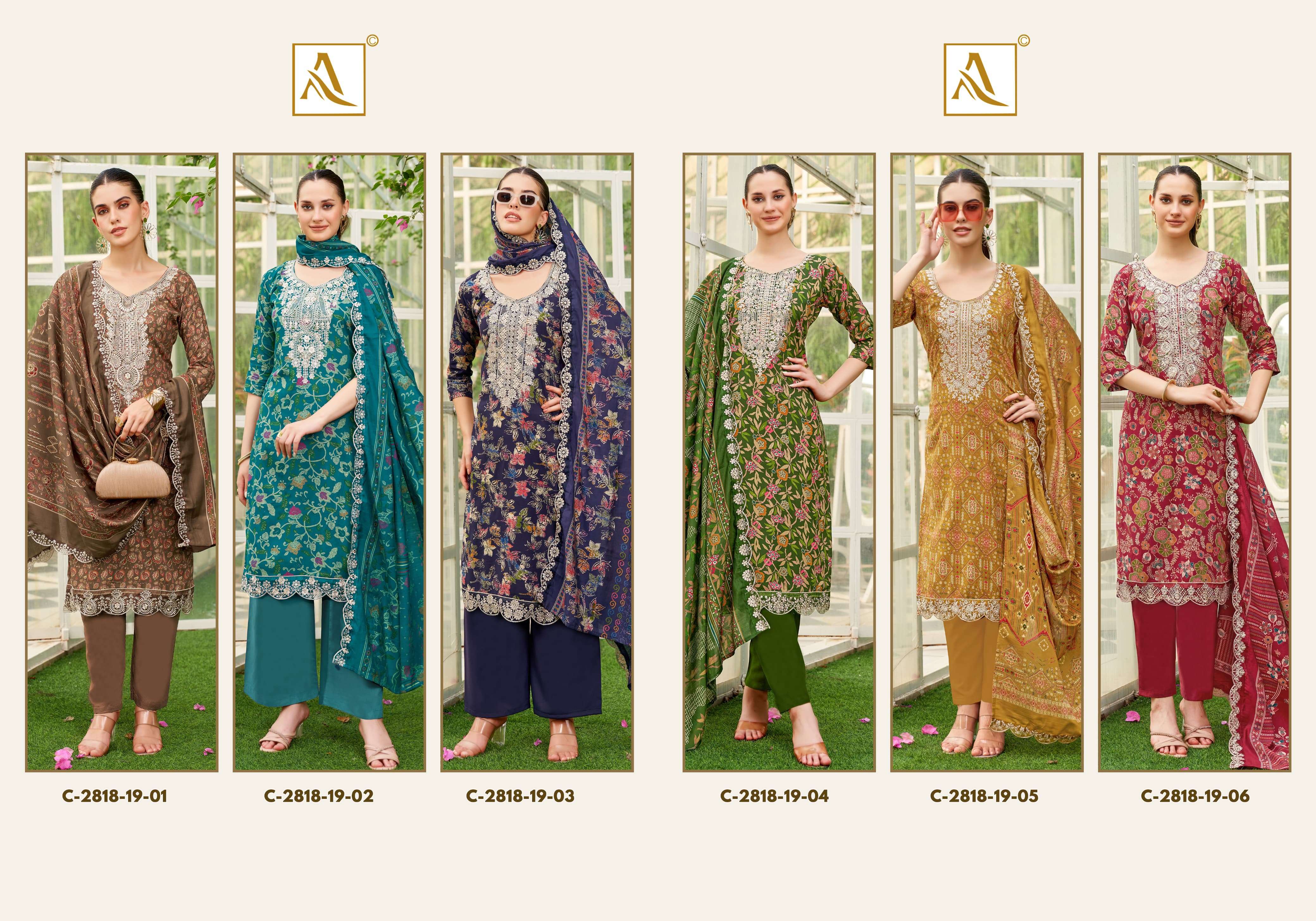 ALOK SUITS BLACK DIAMOND EDITION 12 RAYON PRINT WITH FANCY EMBROIDERY SUIT	