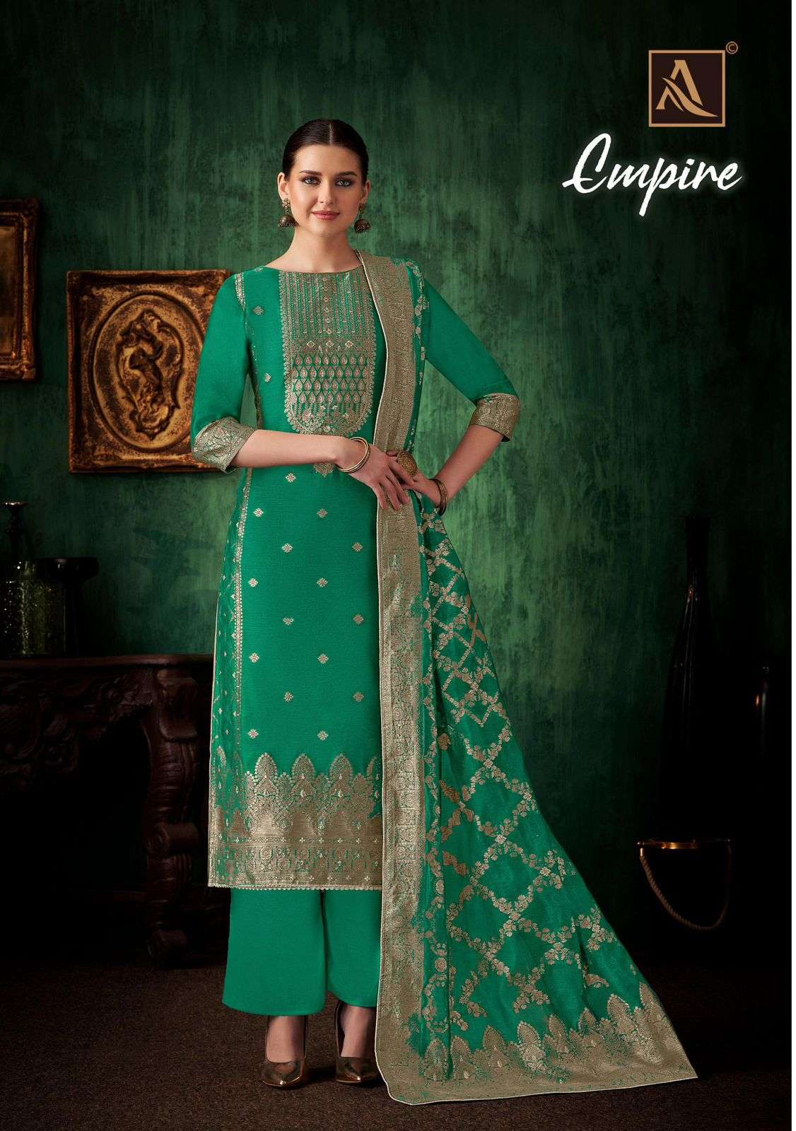 ALOK SUITS EMPIRE JACQUARD DESIGNER FANCY HAND WORK DESIGNER SUIT