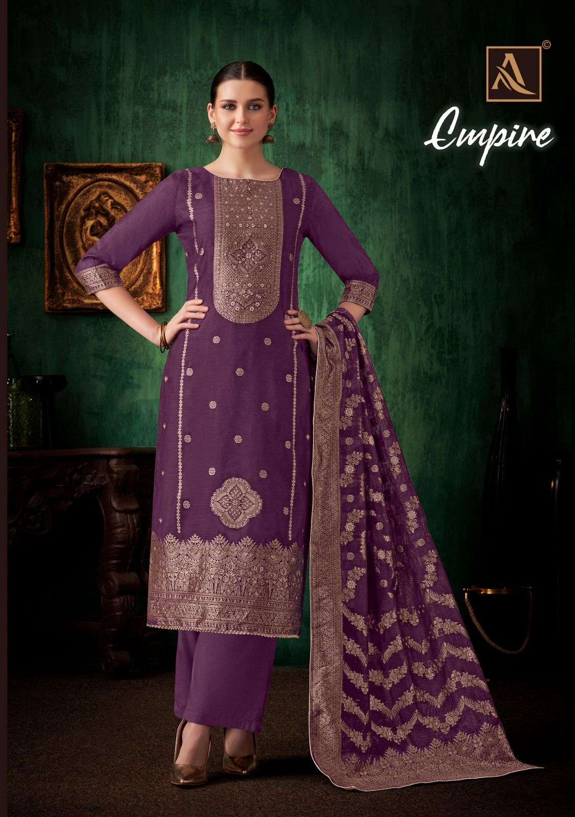ALOK SUITS EMPIRE JACQUARD DESIGNER FANCY HAND WORK DESIGNER SUIT