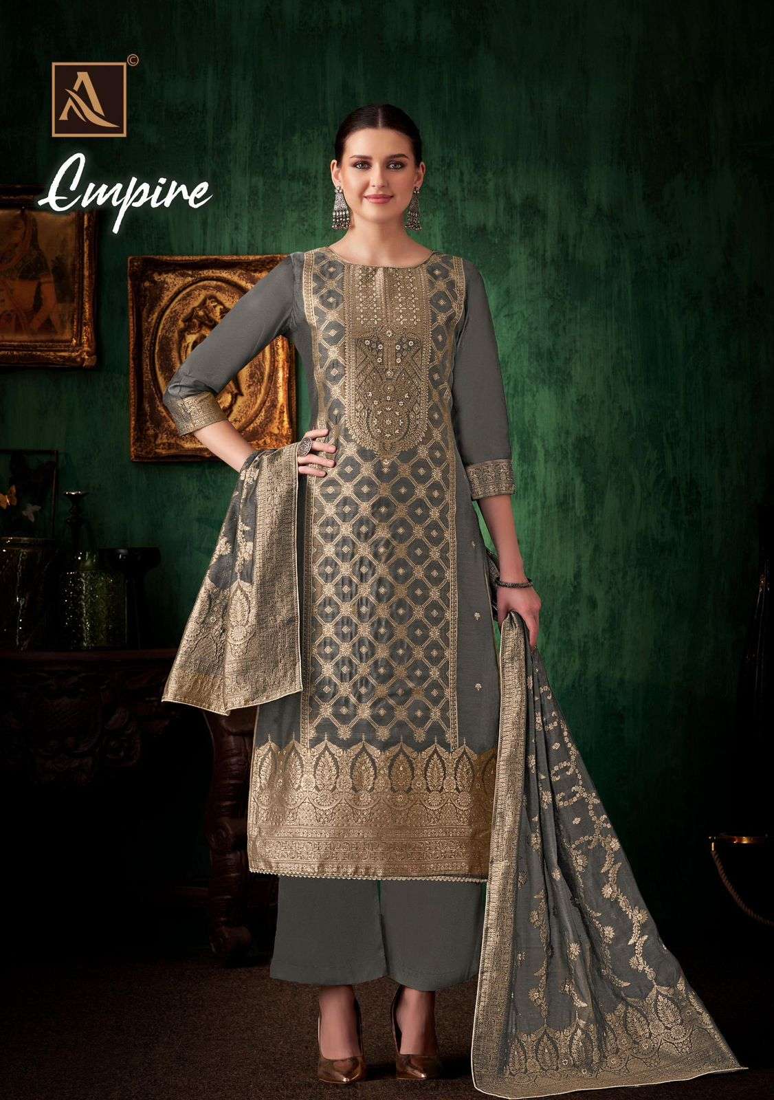 ALOK SUITS EMPIRE JACQUARD DESIGNER FANCY HAND WORK DESIGNER SUIT