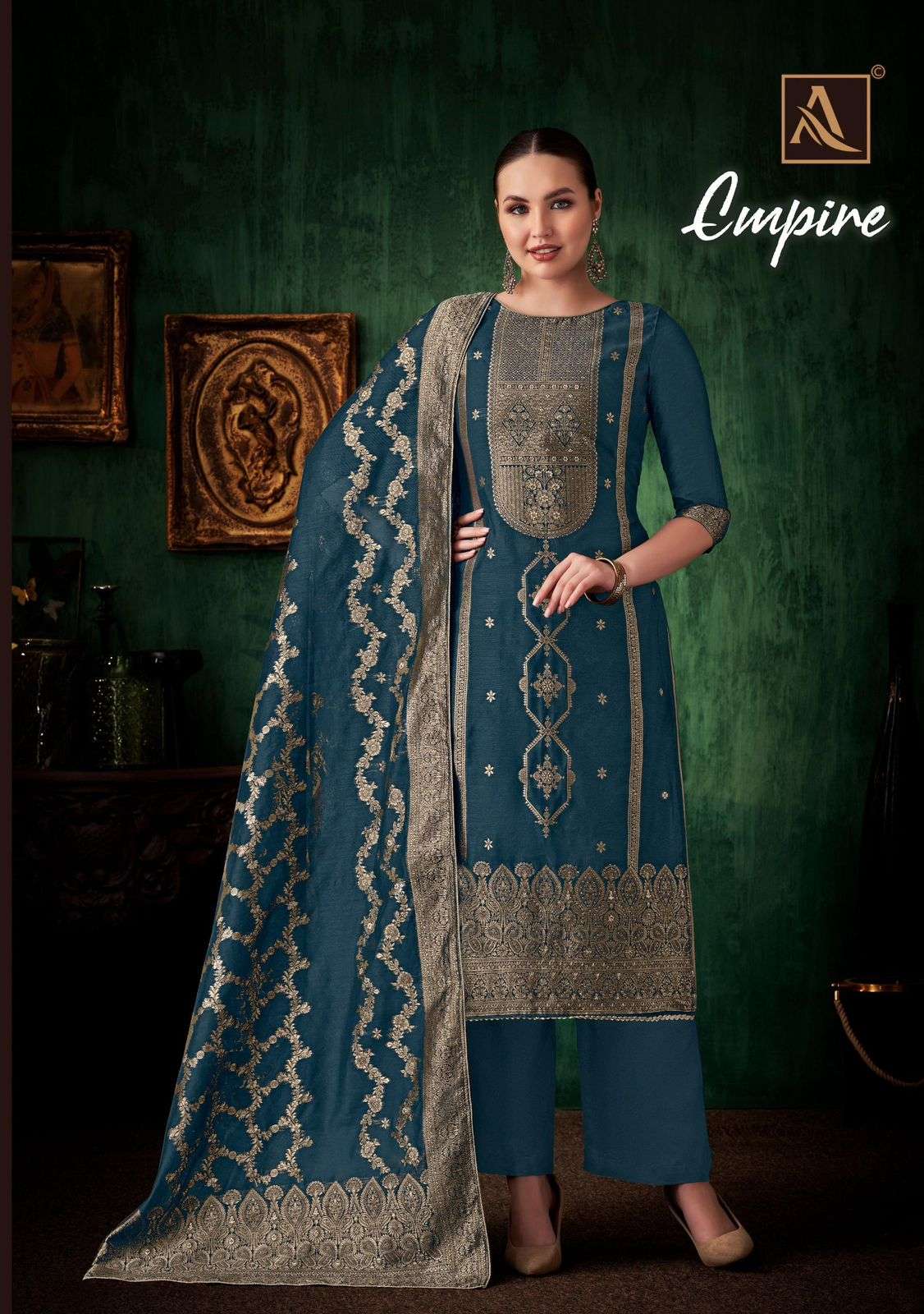 ALOK SUITS EMPIRE JACQUARD DESIGNER FANCY HAND WORK DESIGNER SUIT