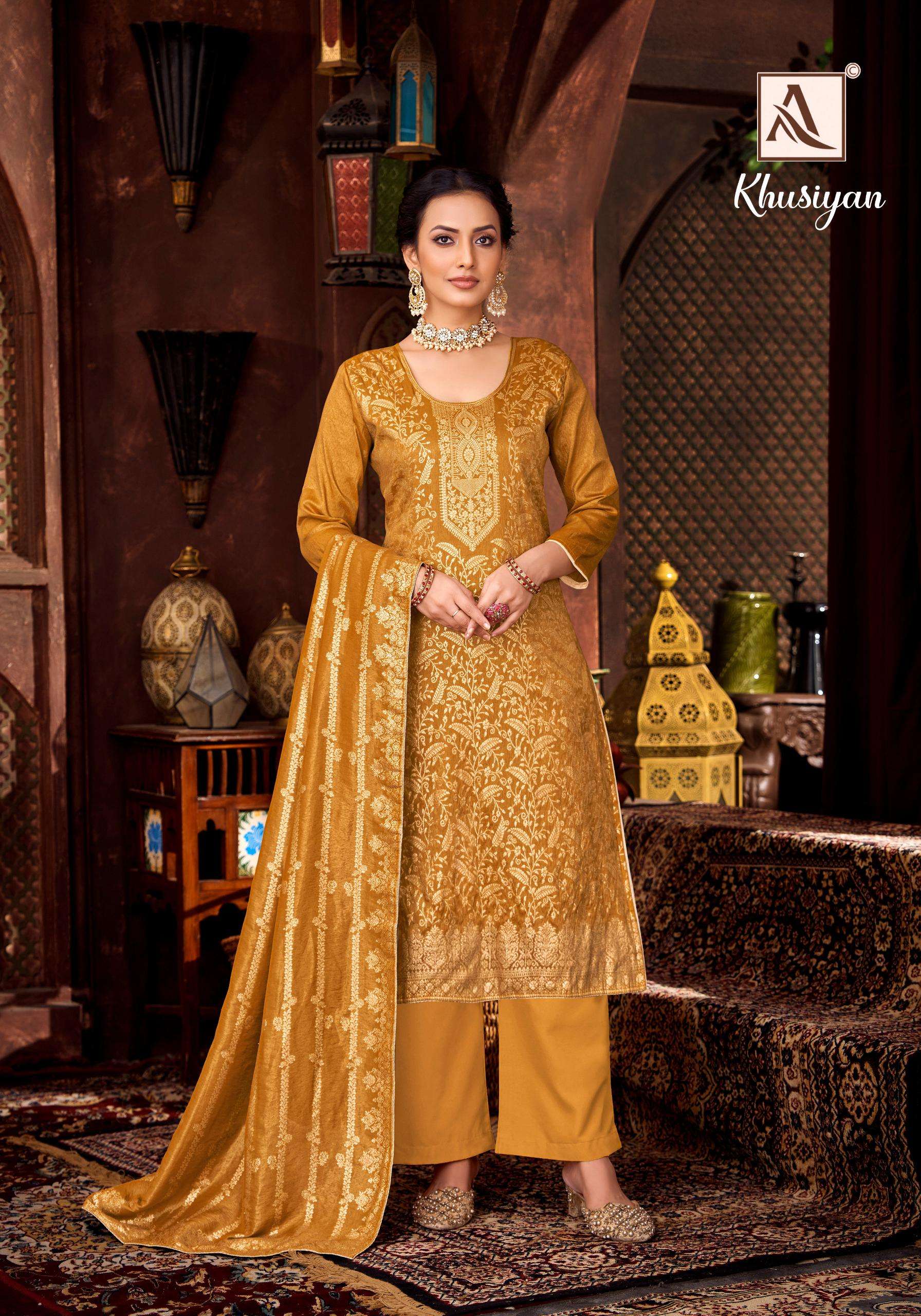 ALOK SUITS KHUSIYAN JACQUARD DESIGNER WORK FANCY WORK SUIT
