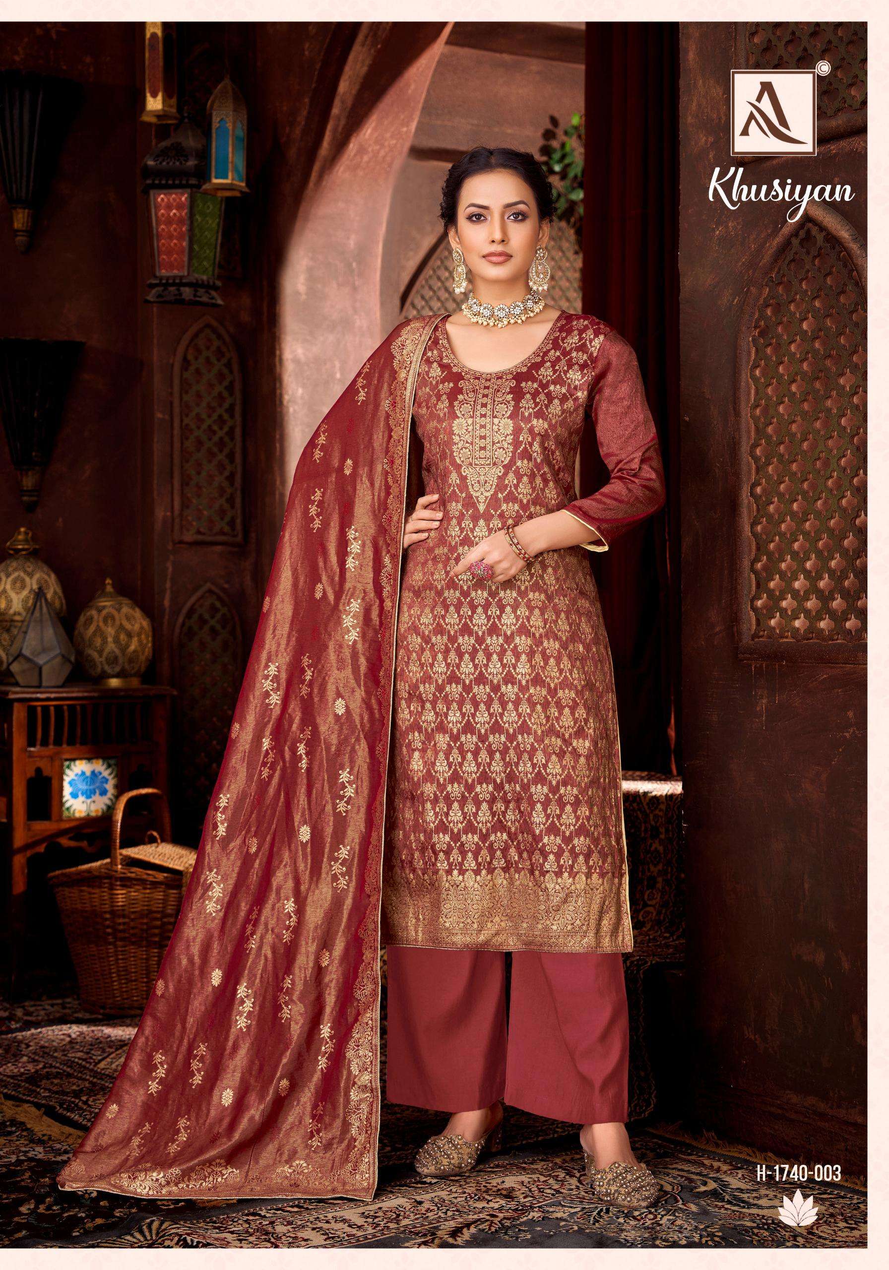 ALOK SUITS KHUSIYAN JACQUARD DESIGNER WORK FANCY WORK SUIT