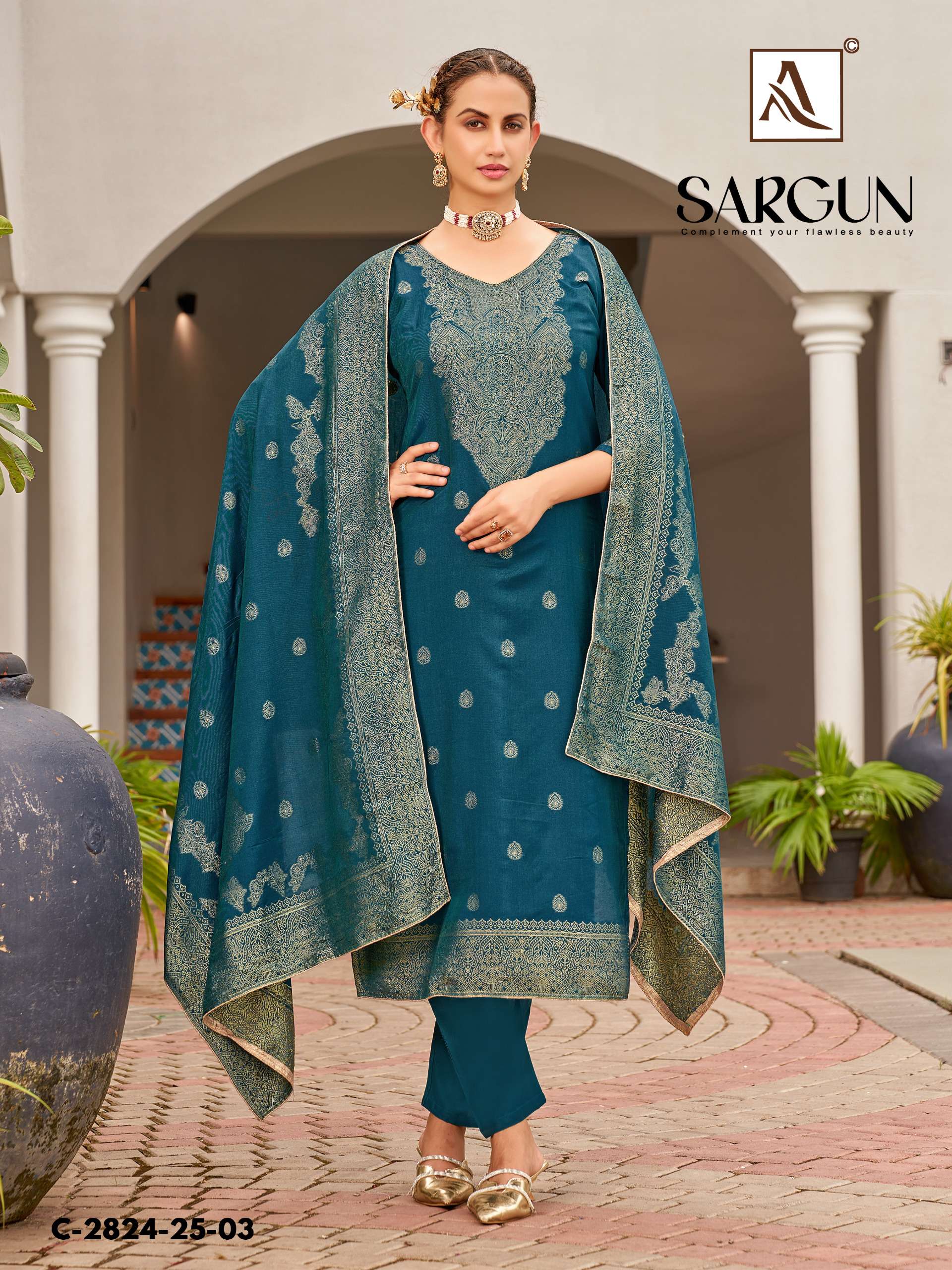 ALOK SUITS SARGUN MUSLIN JACQUARD DESIGNER WORK LADIES SUIT 