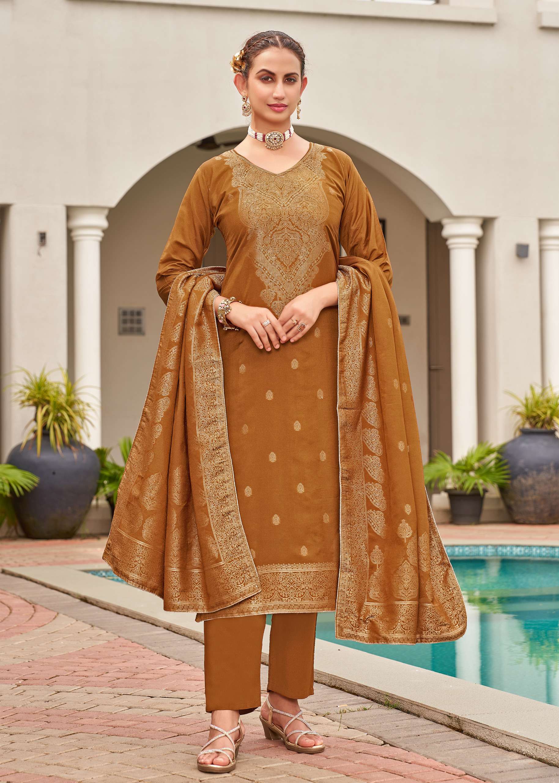 ALOK SUITS SARGUN MUSLIN JACQUARD DESIGNER WORK LADIES SUIT 