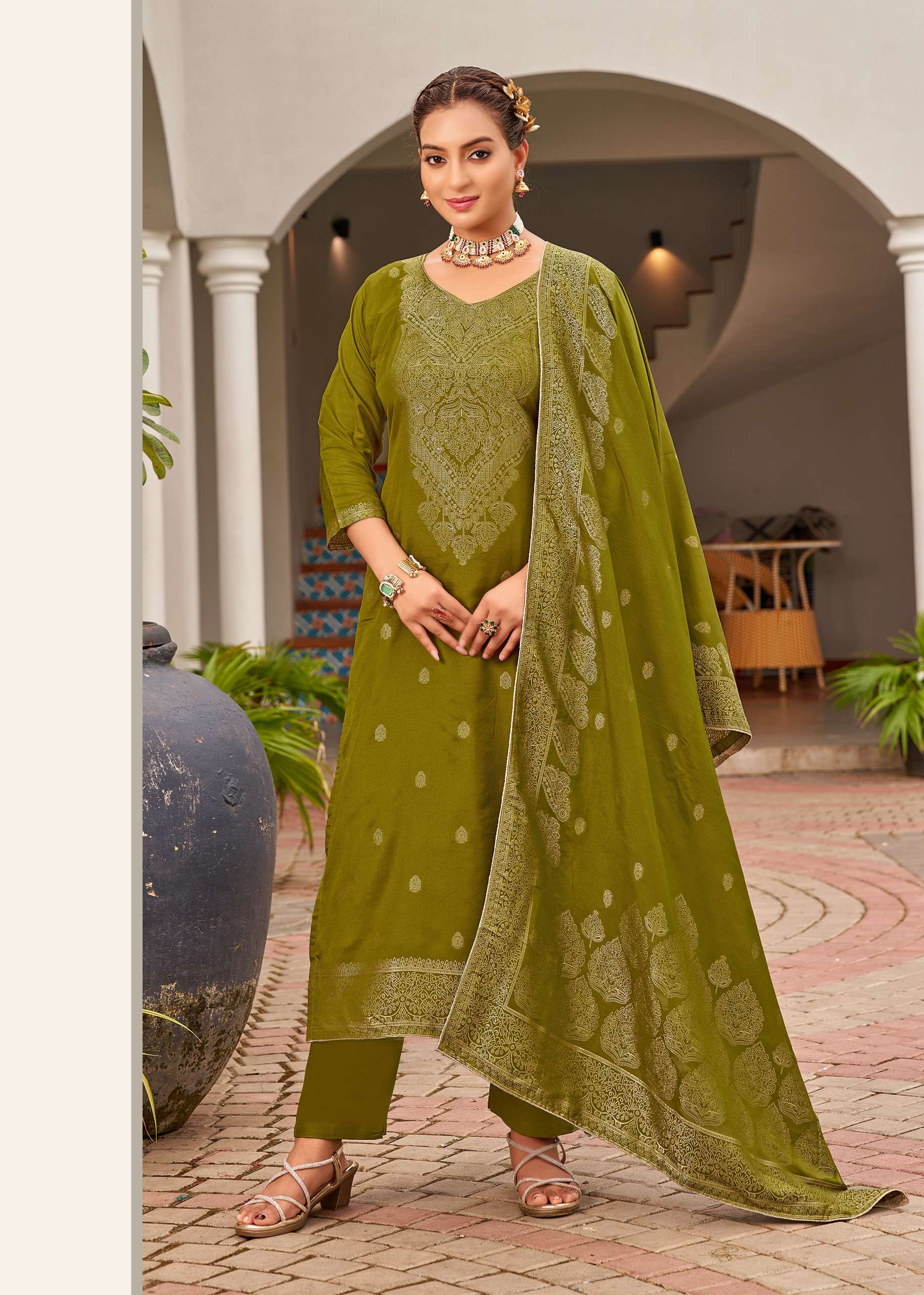 ALOK SUITS SARGUN MUSLIN JACQUARD DESIGNER WORK LADIES SUIT 