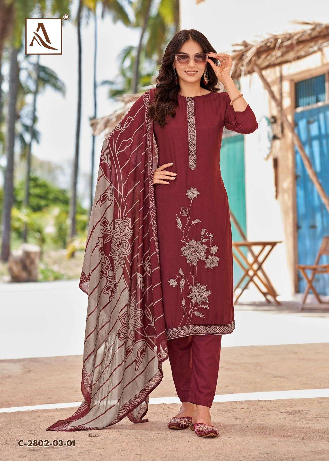 ALOK SUITS SONKALI VISCOSE FANCY EMBROIDERIES WORK SUIT