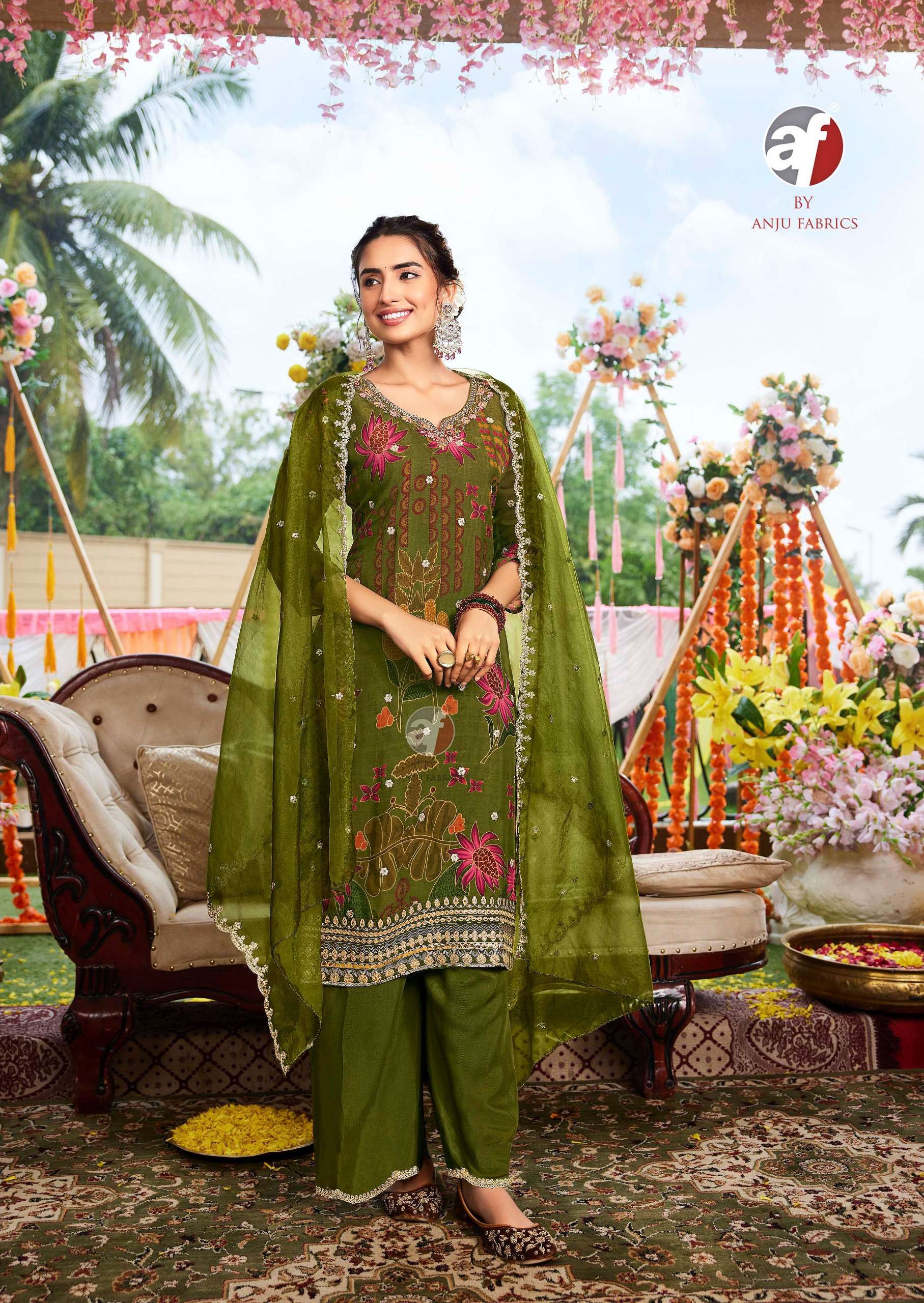 ANJU FABRICS NAZAR VOL 7 ORGANZA HEAVY DESIGNER PARTY WEAR LADIES SUIT