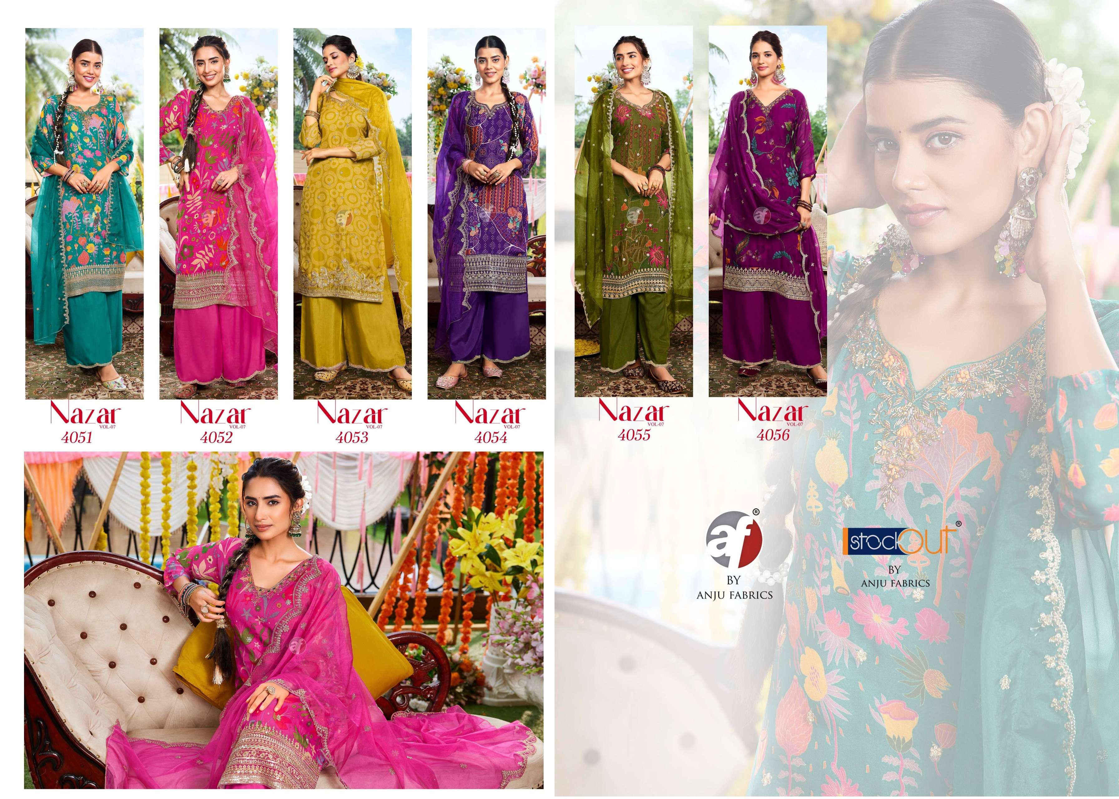 ANJU FABRICS NAZAR VOL 7 ORGANZA HEAVY DESIGNER PARTY WEAR LADIES SUIT