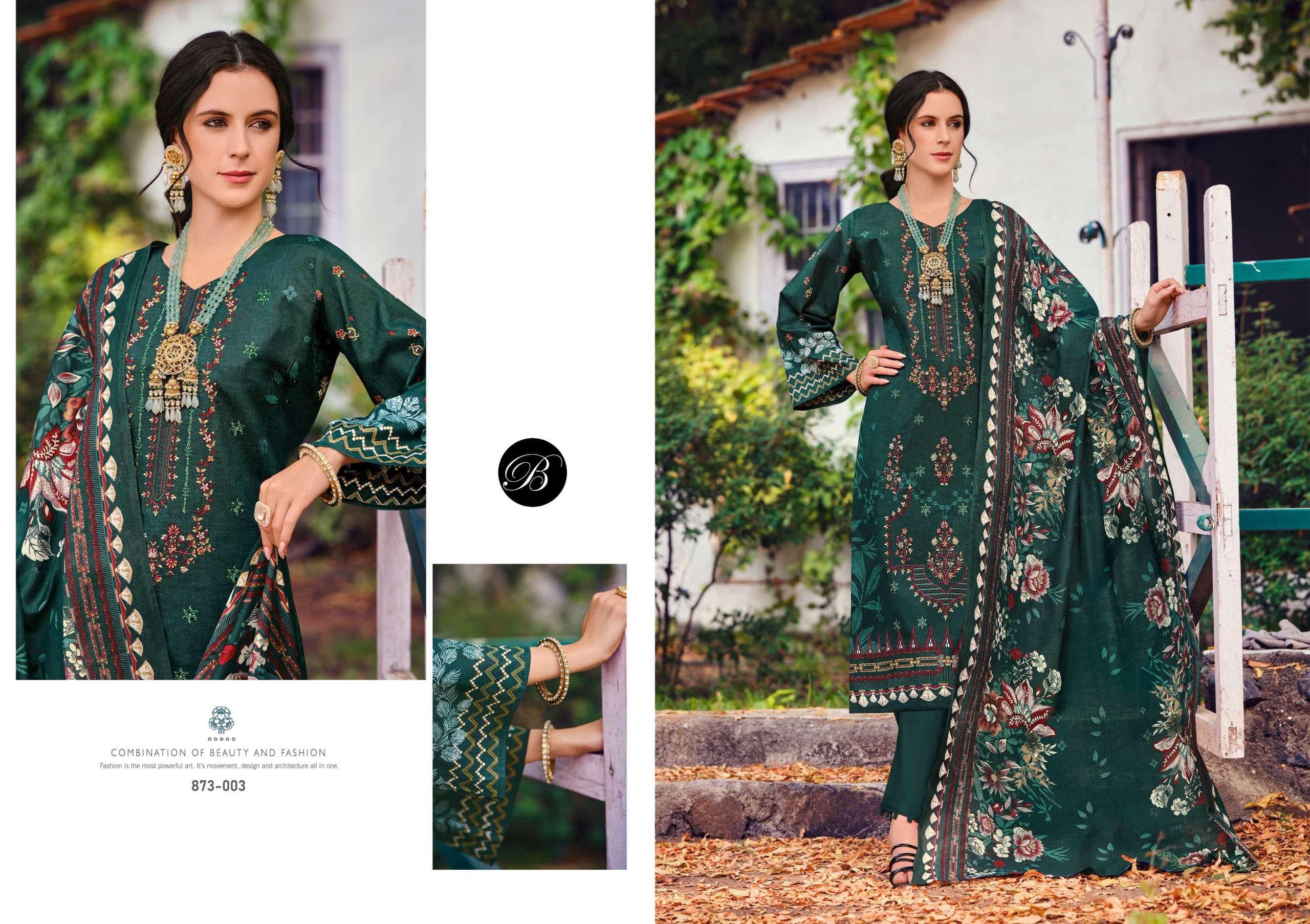 BELLIZA DESIGNER STUDIO CHEVRON VOL 4 COTTON DIGITAL PRINTS WITH FANCY WORK SUIT