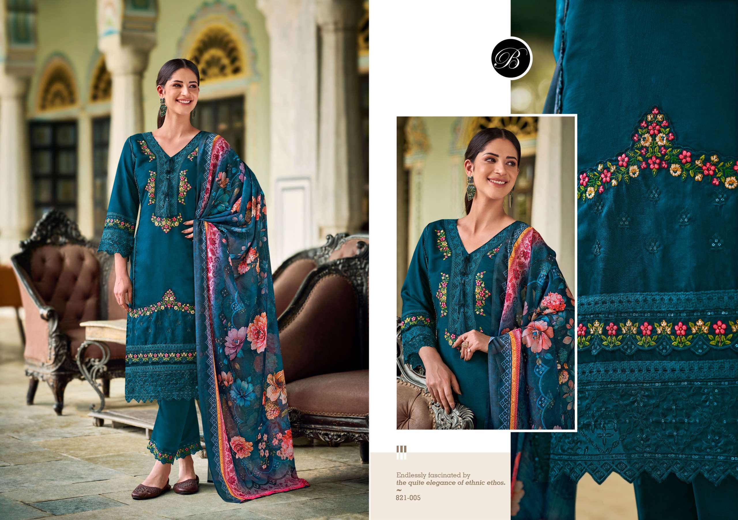 BELLIZA DESIGNER STUDIO HAZEL SILK WITH FANCY EMBROIDERY WORK SUIT