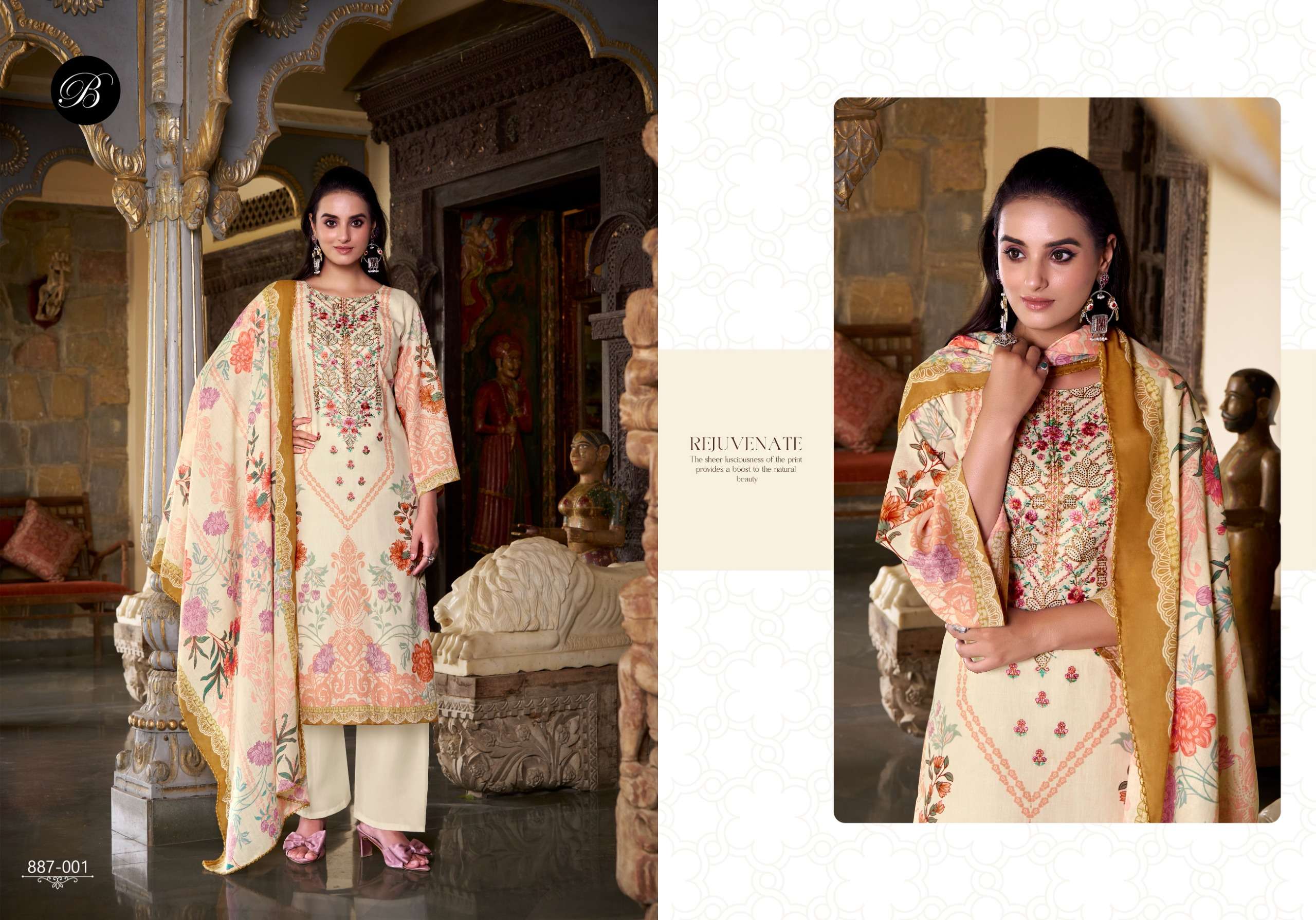 BELLIZA DESIGNER STUDIO SAIYAARA COTTON DIGITAL PRINTS WITH FANCY WORK SUIT