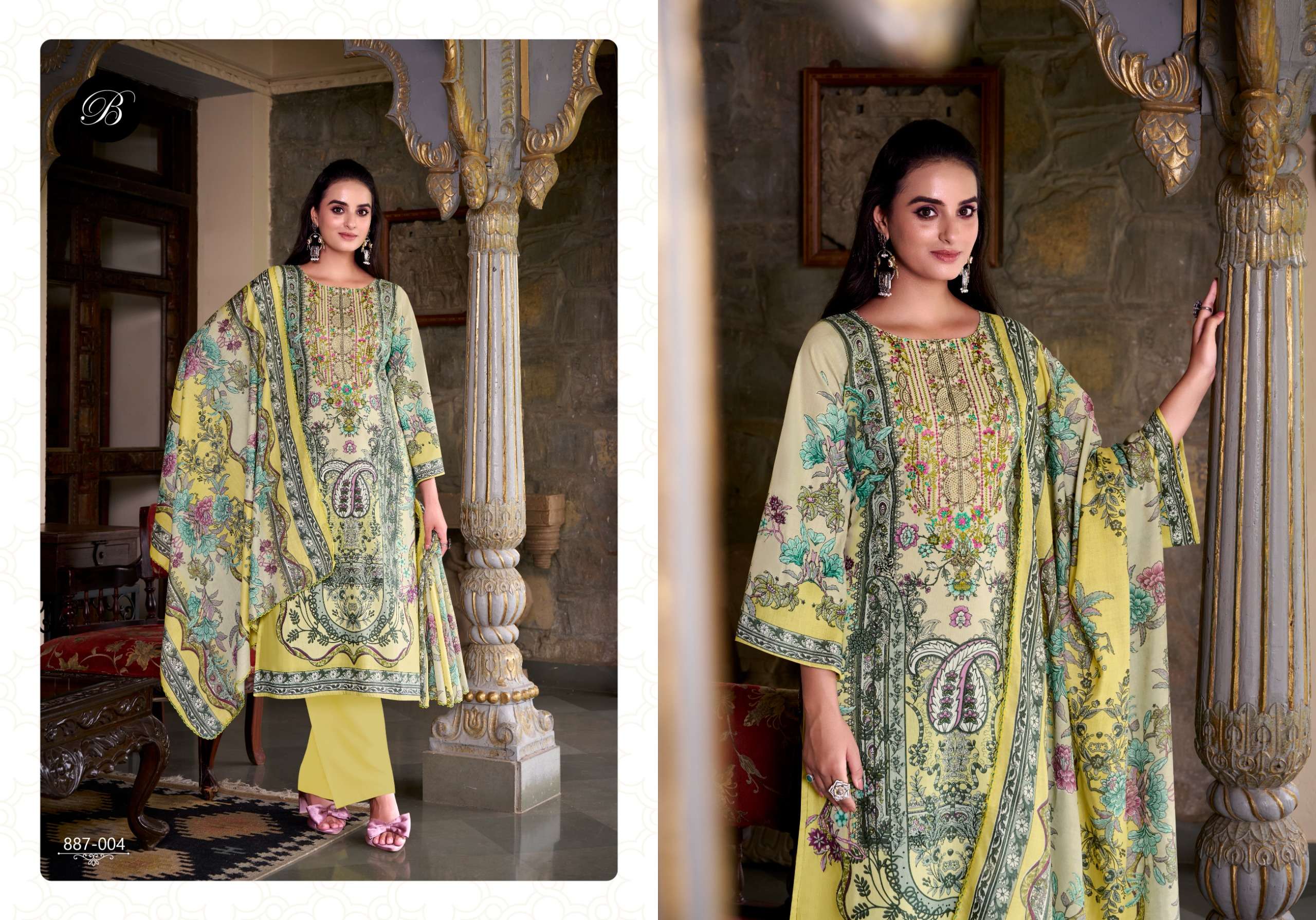BELLIZA DESIGNER STUDIO SAIYAARA COTTON DIGITAL PRINTS WITH FANCY WORK SUIT