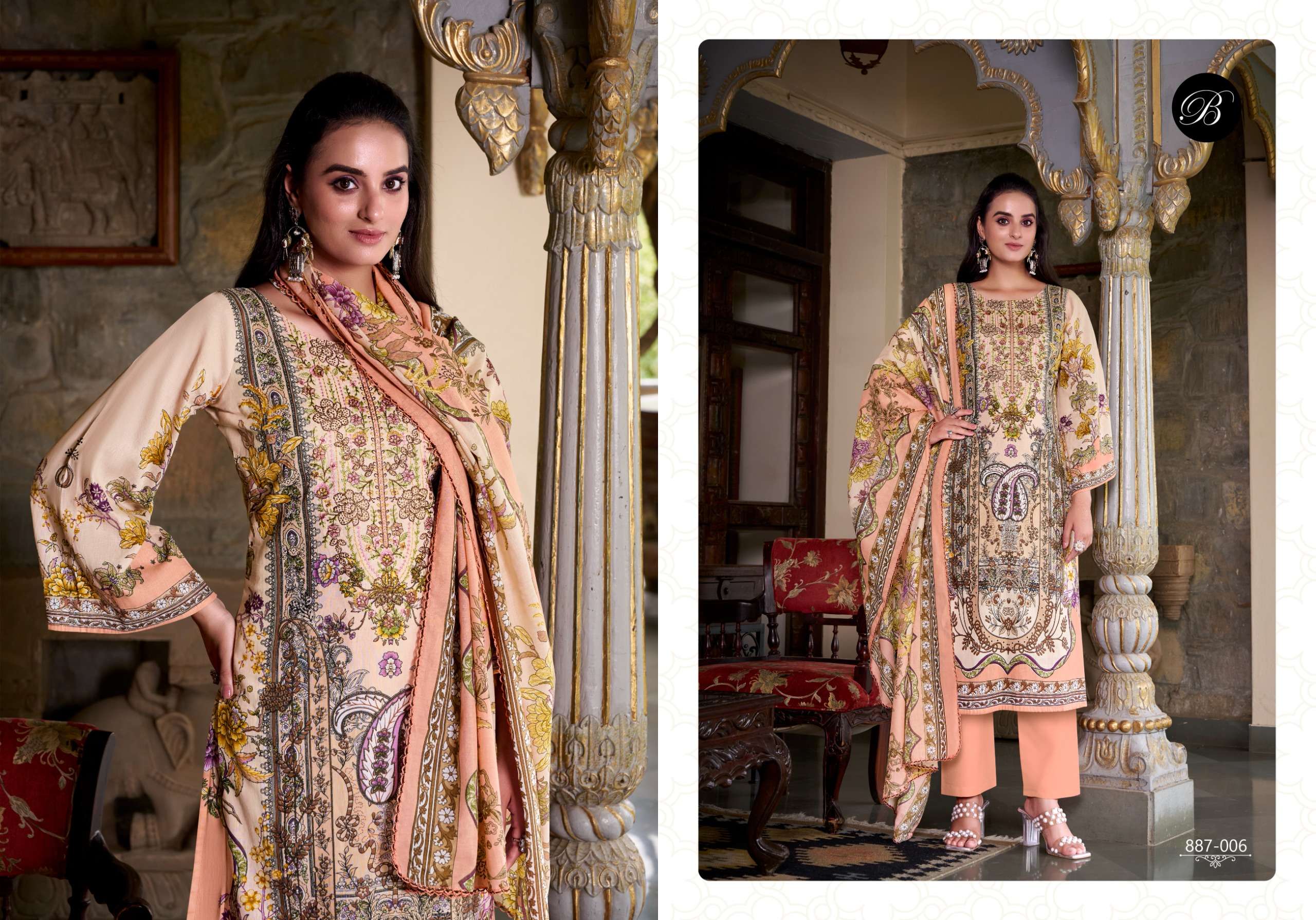 BELLIZA DESIGNER STUDIO SAIYAARA COTTON DIGITAL PRINTS WITH FANCY WORK SUIT