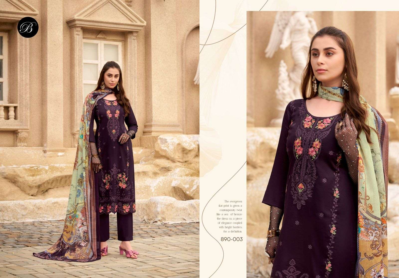 BELLIZA DESIGNER STUDIO ZARQASH VOL 9 JAM COTTON FANCY EMBROIDERY WORK SUIT
