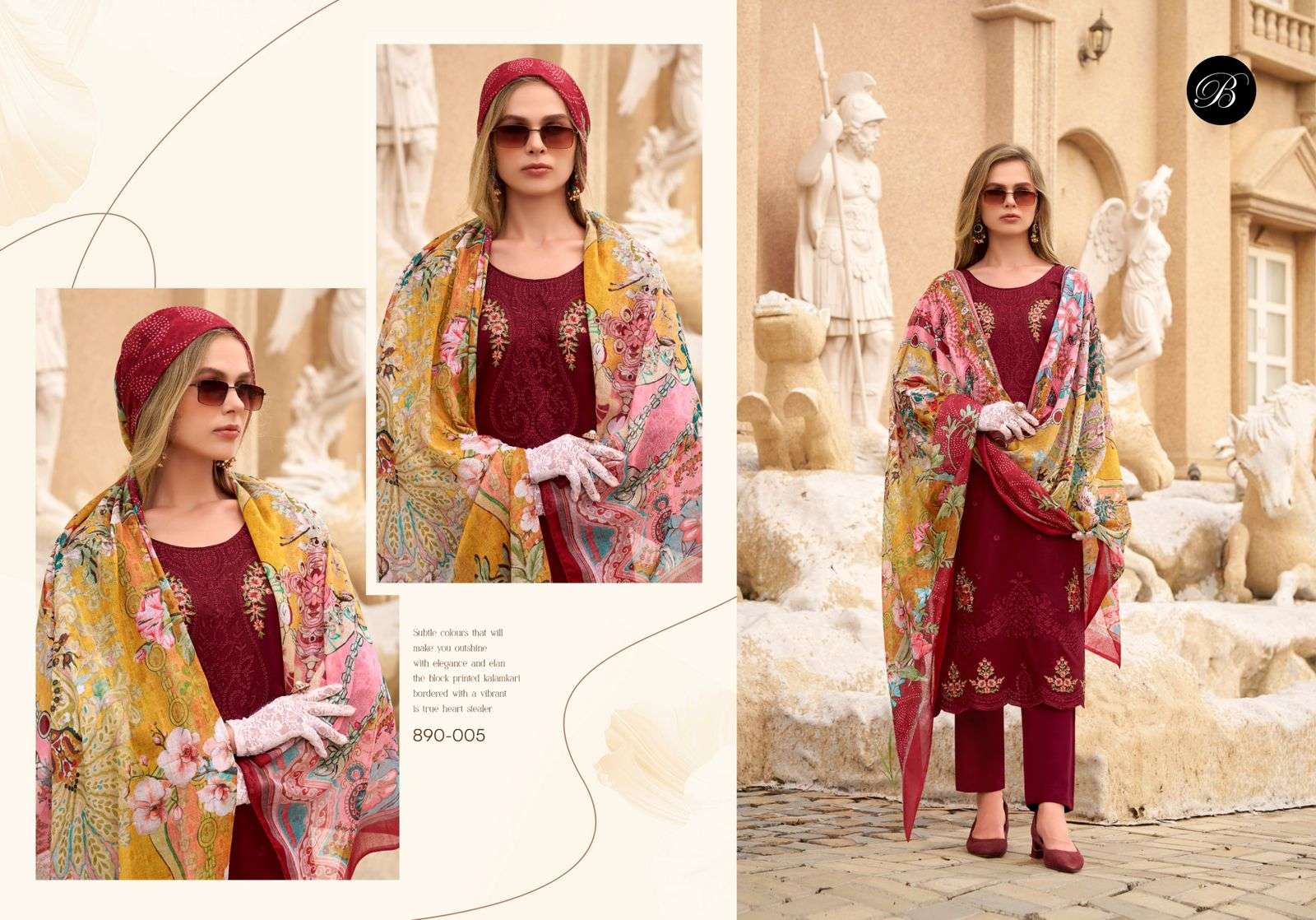 BELLIZA DESIGNER STUDIO ZARQASH VOL 9 JAM COTTON FANCY EMBROIDERY WORK SUIT