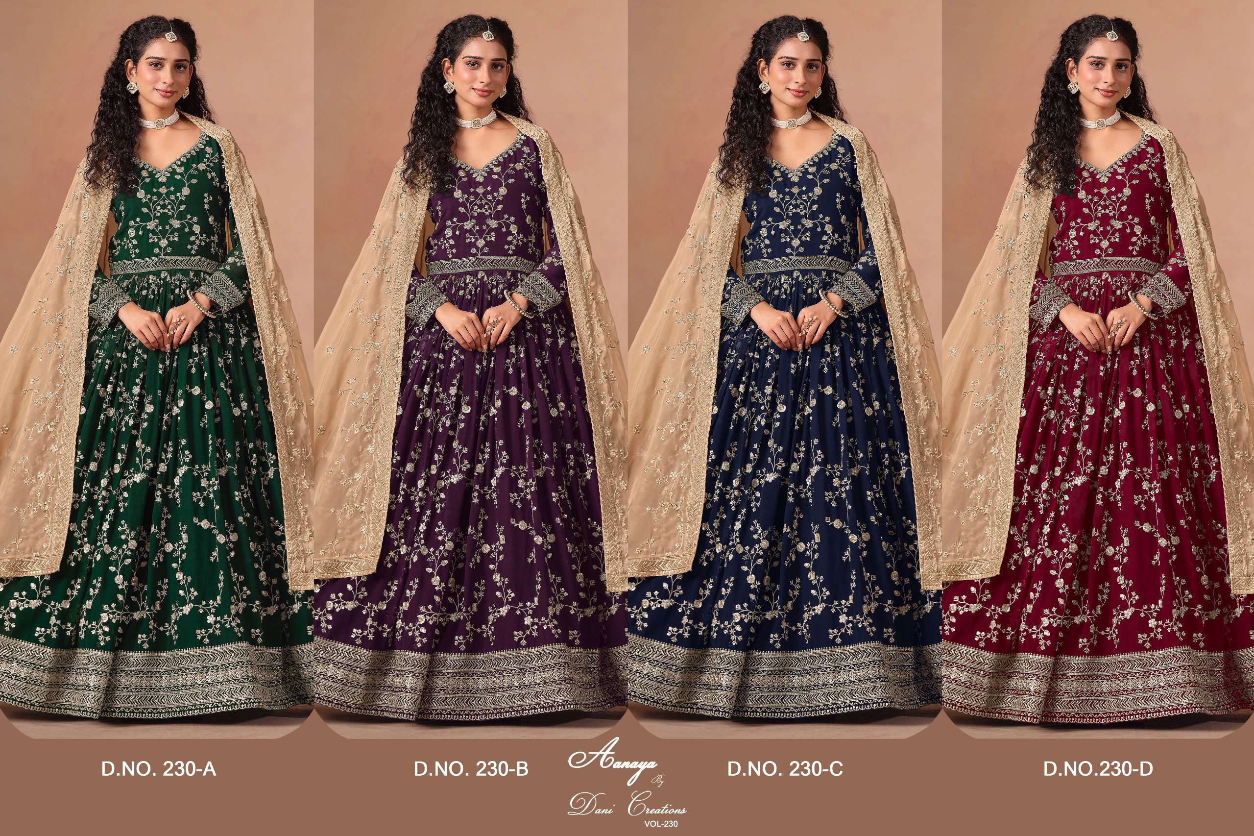 DANI CREATION AANAYA VOL 230 GEORGETTE HEAVY DESIGNER PARTY WEAR GOWN DRESS 